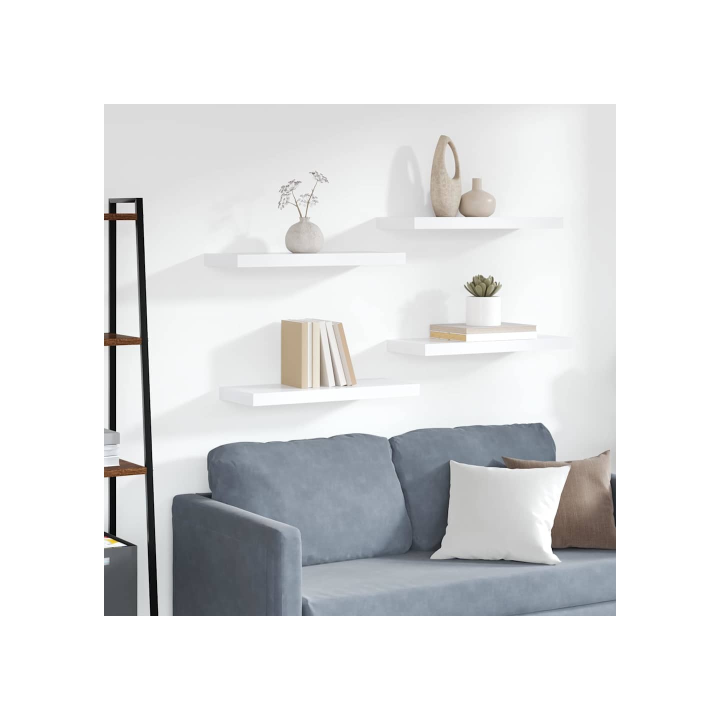 Étagères murales flottantes 4 pcs blanc 60x23,5x3,8 cm MDF