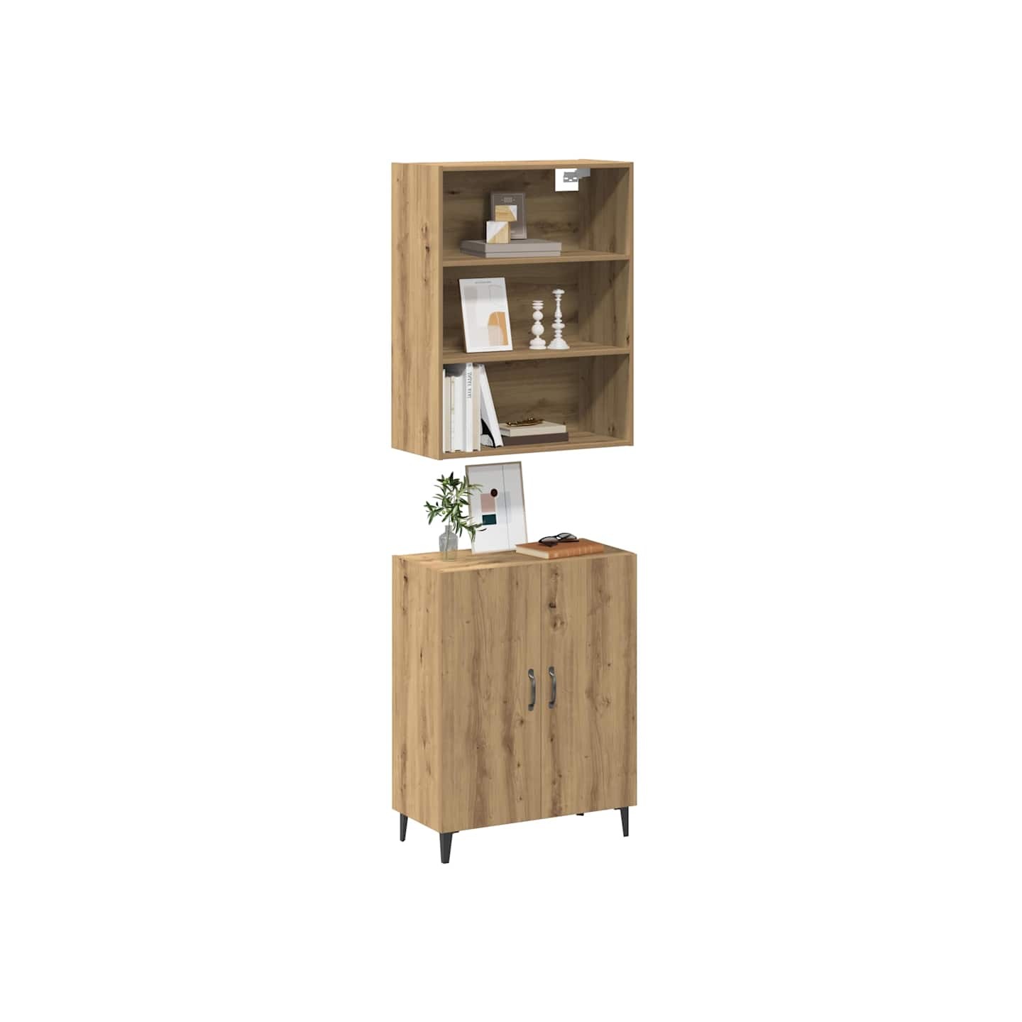 Buffet avec armoire murale chêne artisanal bois d'ingénierie