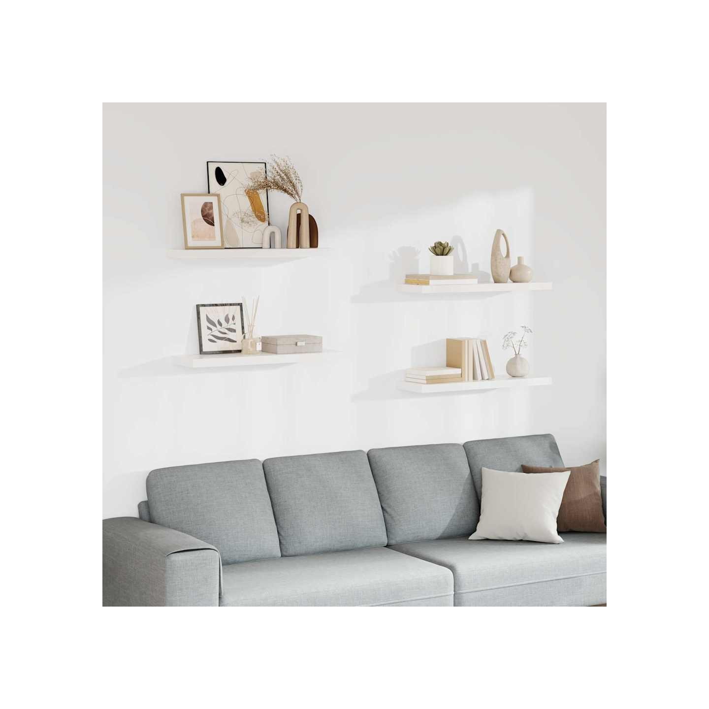 Étagères murales flottantes 4 pcs blanc 80x23,5x3,8 cm MDF
