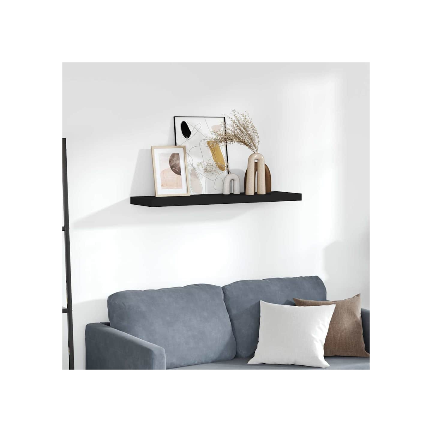 Étagère murale flottante noir 90x23,5x3,8 cm MDF