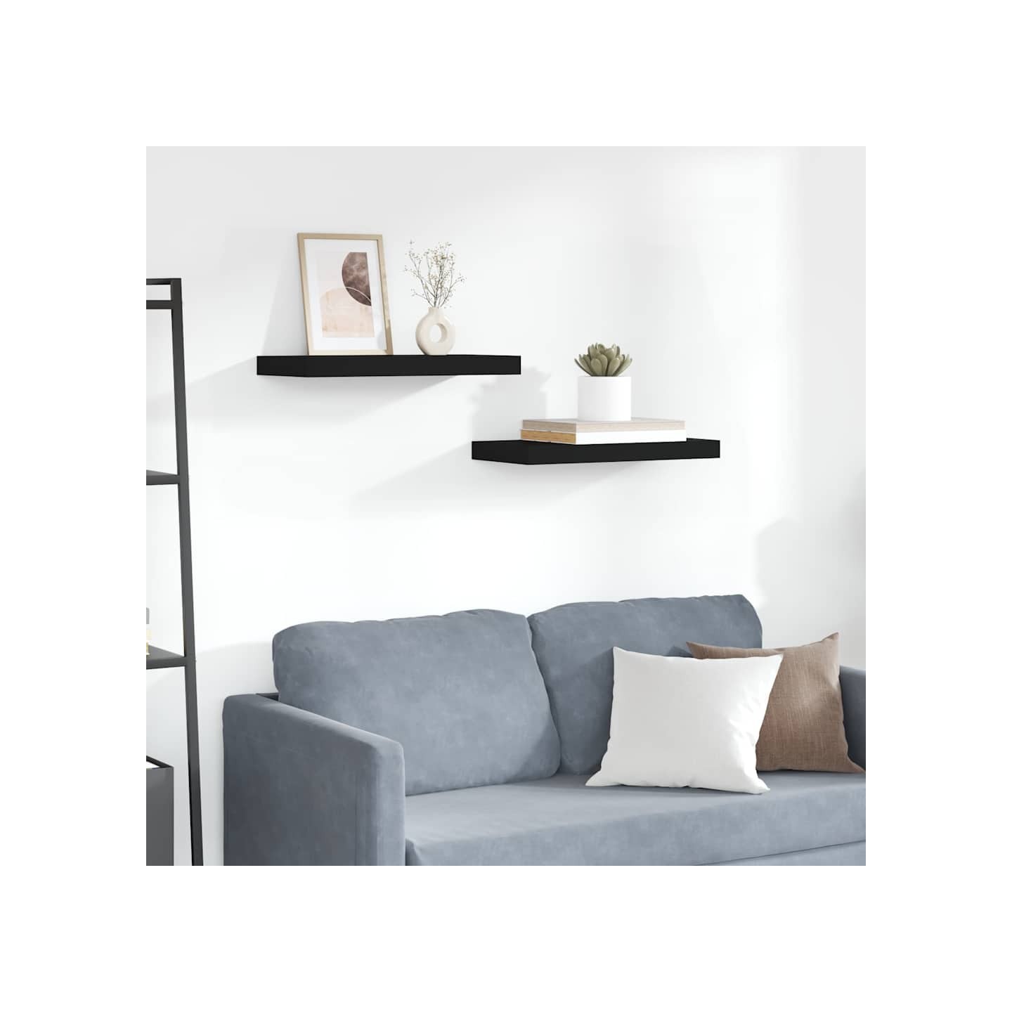 Étagères murales flottantes 2 pcs noir 50x23,5x3,8 cm MDF