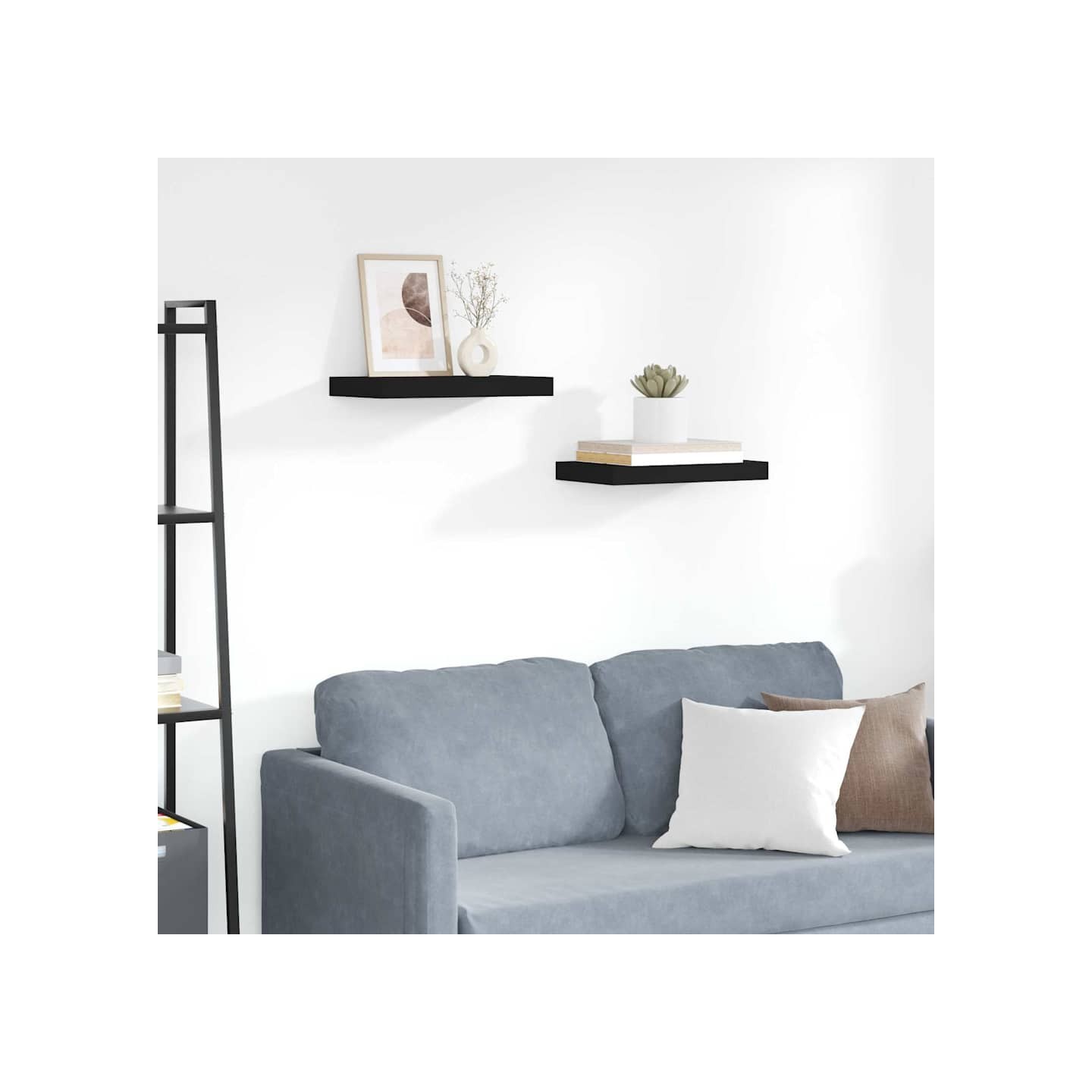 Étagères murales flottantes 2 pcs noir 40x23,5x3,8 cm MDF
