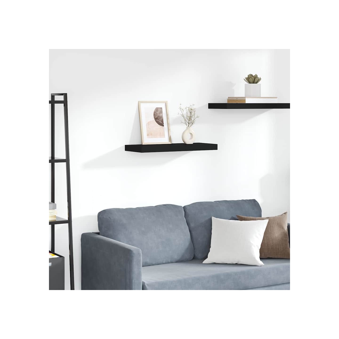 Étagère murale flottante Noir 60x23,5x3,8 cm MDF