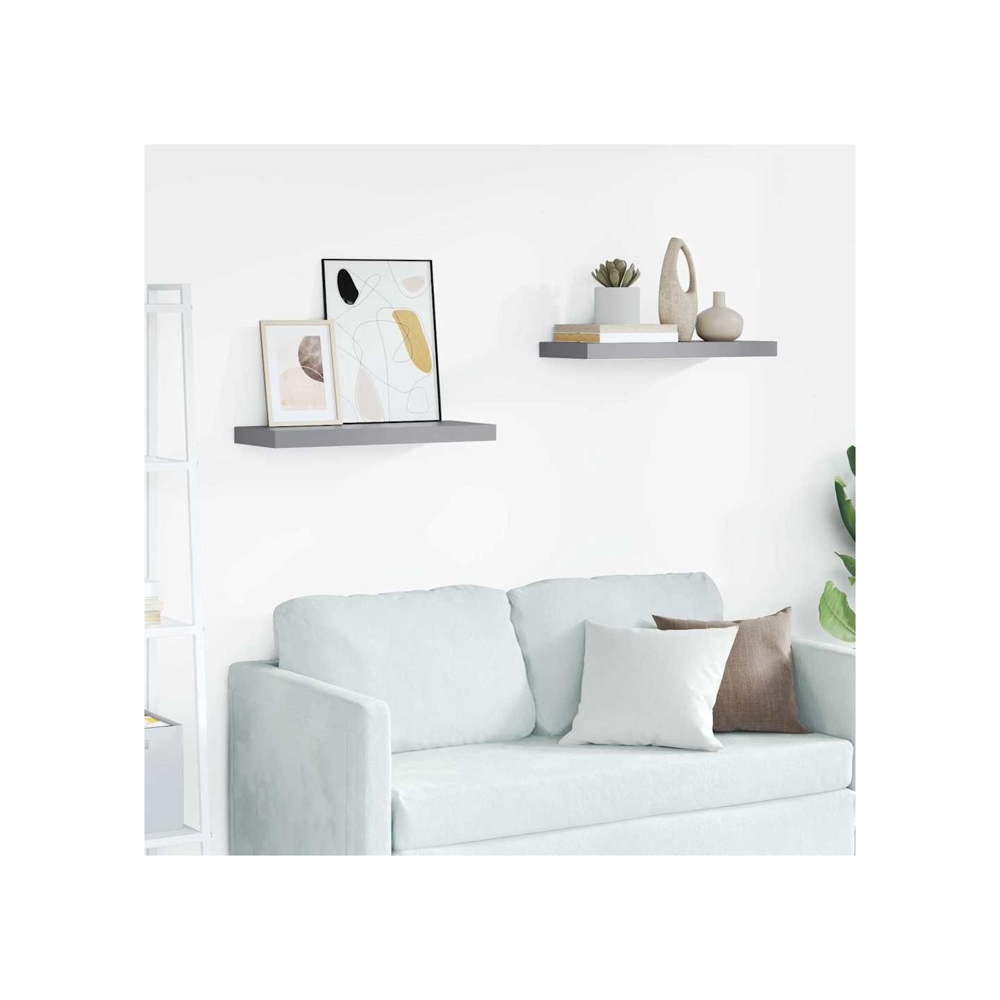 Étagères murales flottantes 2 pcs Gris 60x23,5x3,8 cm MDF