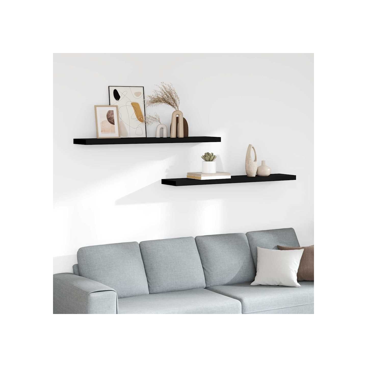 Étagères murales flottantes 2 pcs noir 120x23,5x3,8 cm MDF