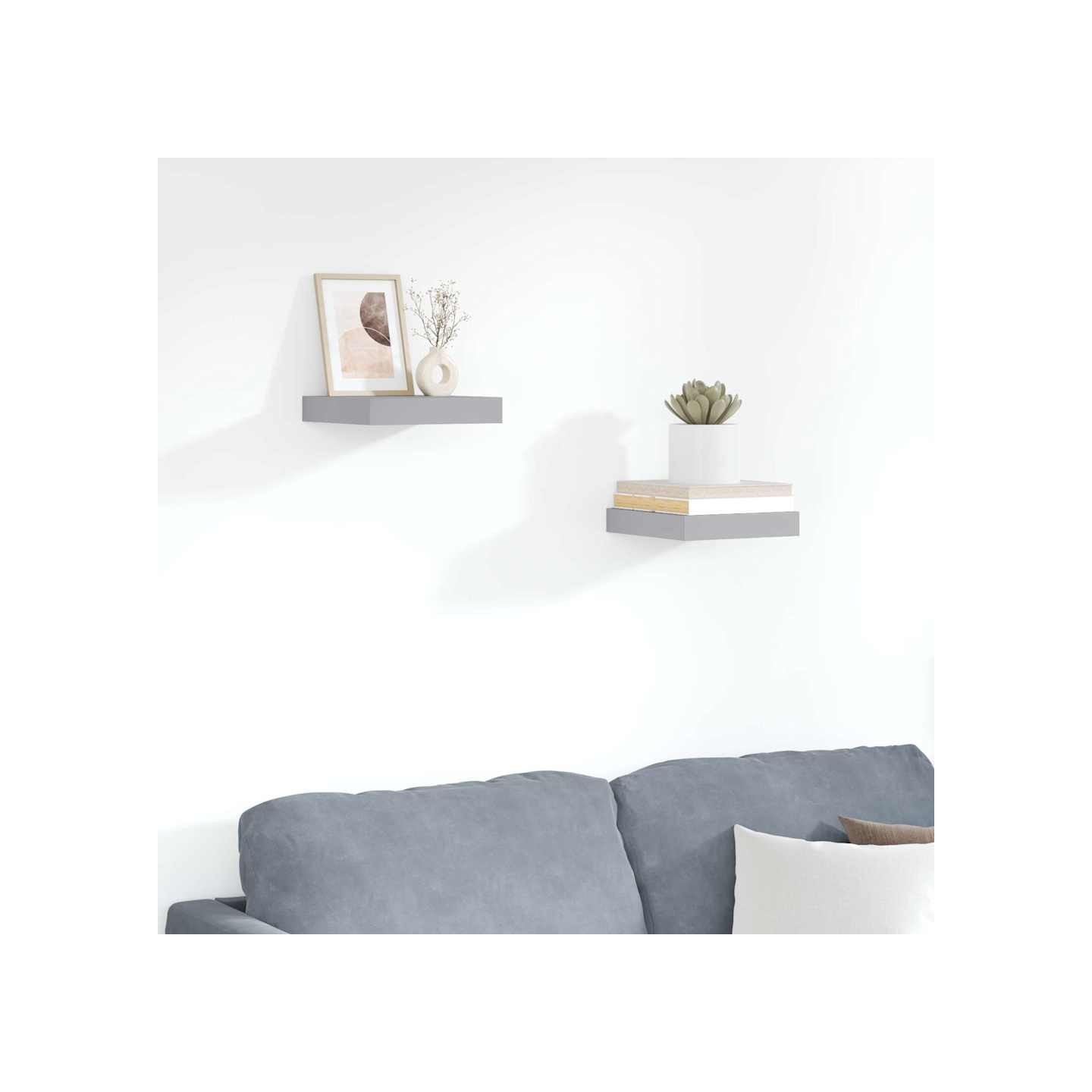 Étagères murales flottantes 2 pcs gris 23x23,5x3,8 cm MDF