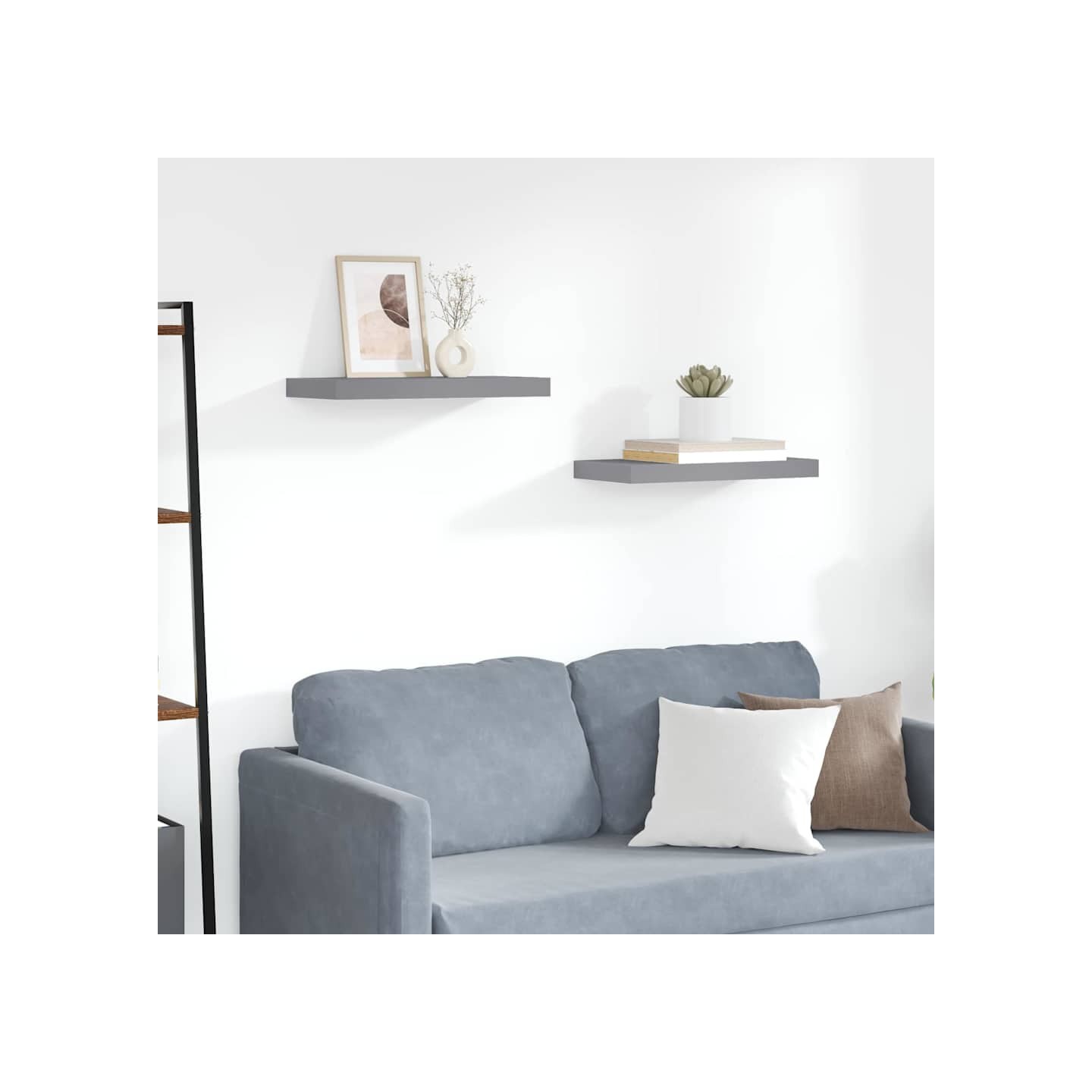 Étagères murales flottantes 2 pcs gris 50x23,5x3,8 cm MDF