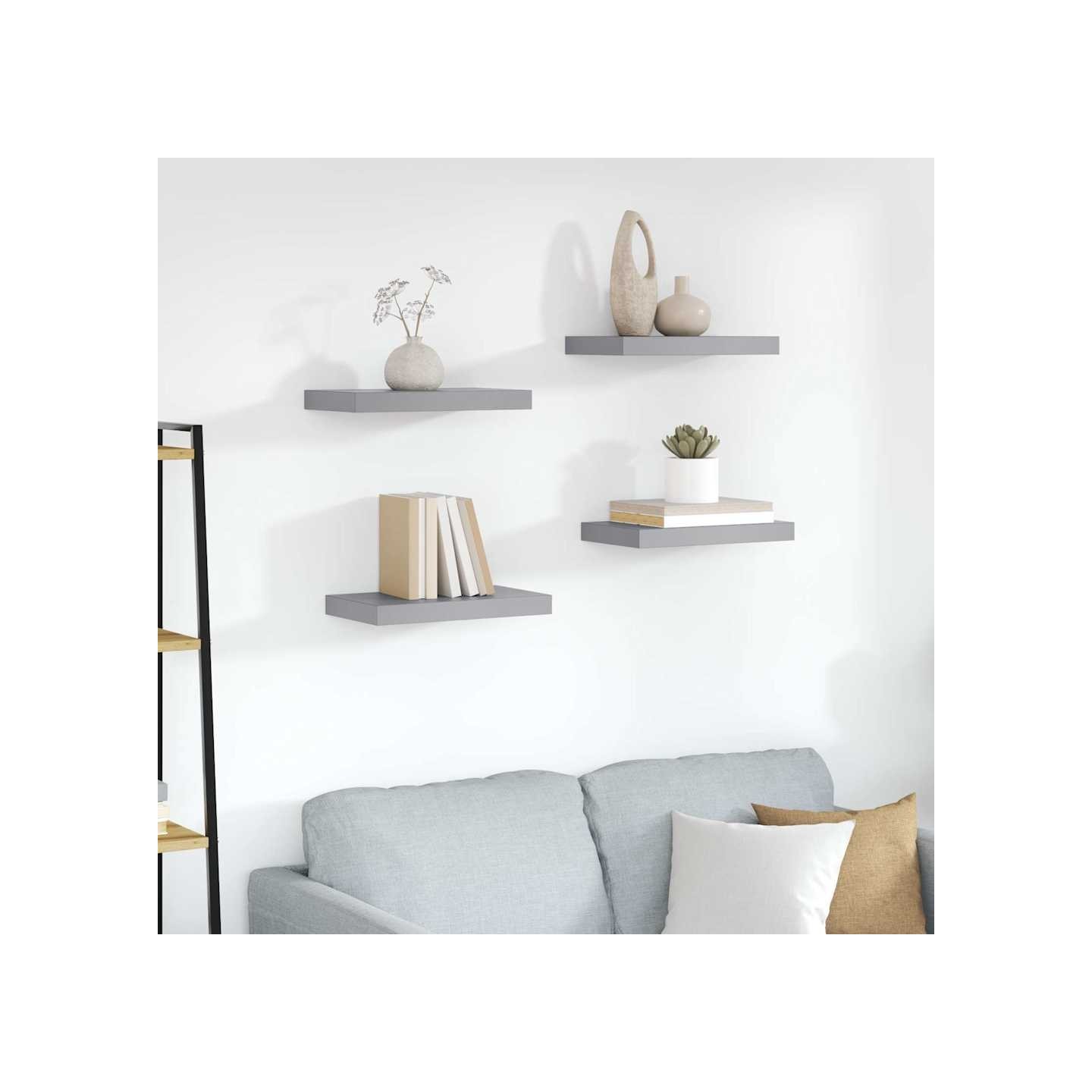 Étagères murales flottantes 4 pcs gris 23x23,5x3,8 cm MDF