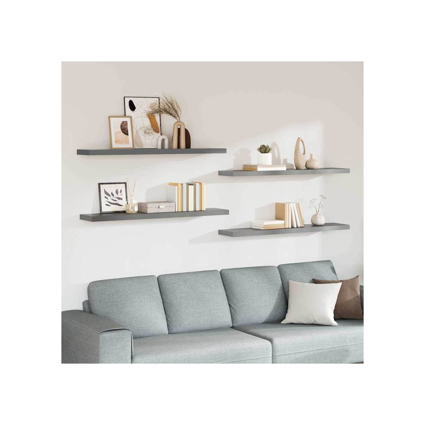 Étagères murales flottantes 4 pcs gris 120x23,5x3,8 cm MDF