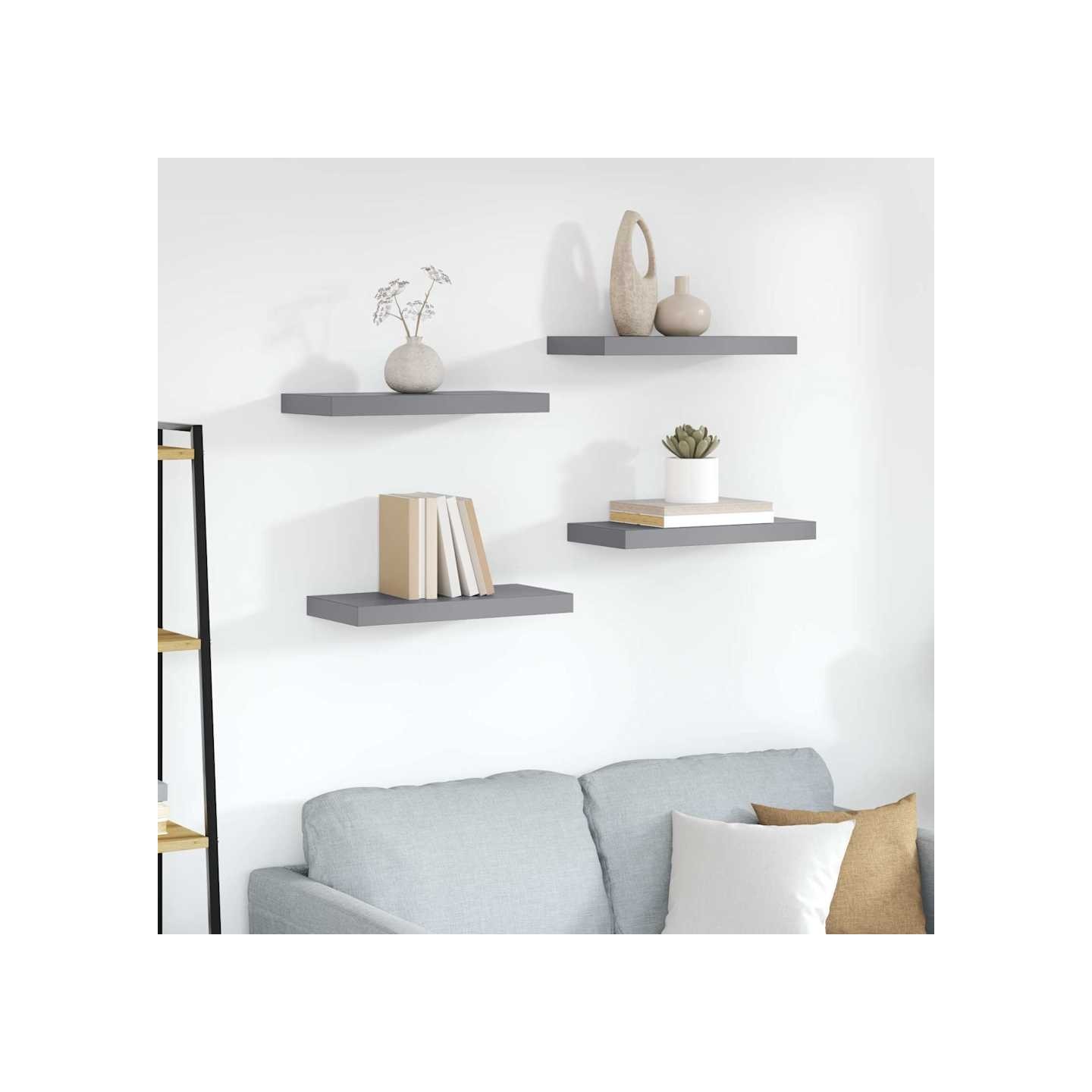 Étagères murales flottantes 4 pcs gris 50x23,5x3,8 cm MDF