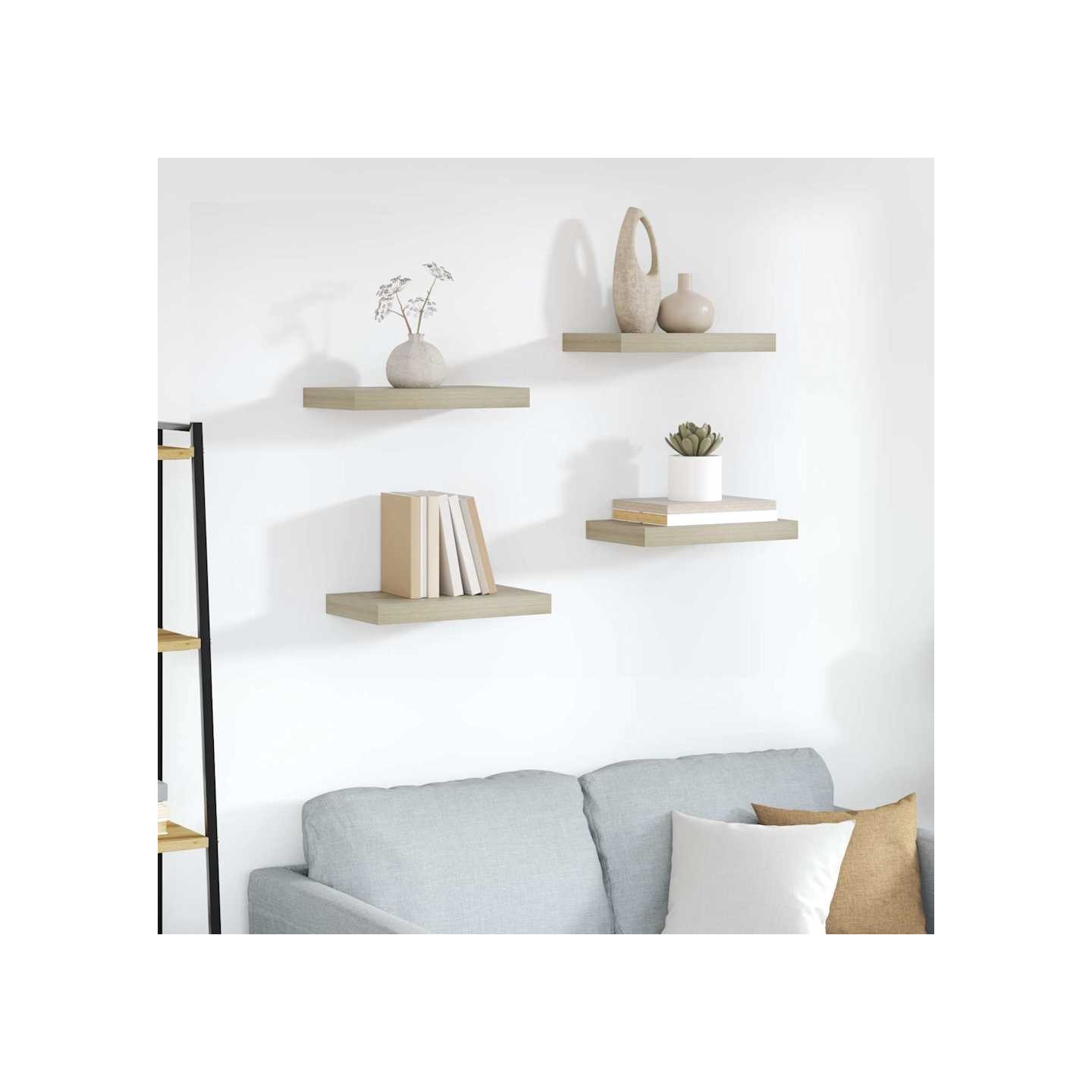 Étagères murales flottantes 4 pcs chêne 40x23,5x3,8 cm MDF