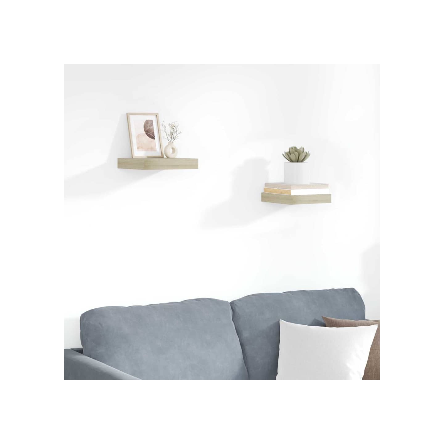 Étagères murales flottantes 2 pcs chêne 23x23,5x3,8 cm MDF