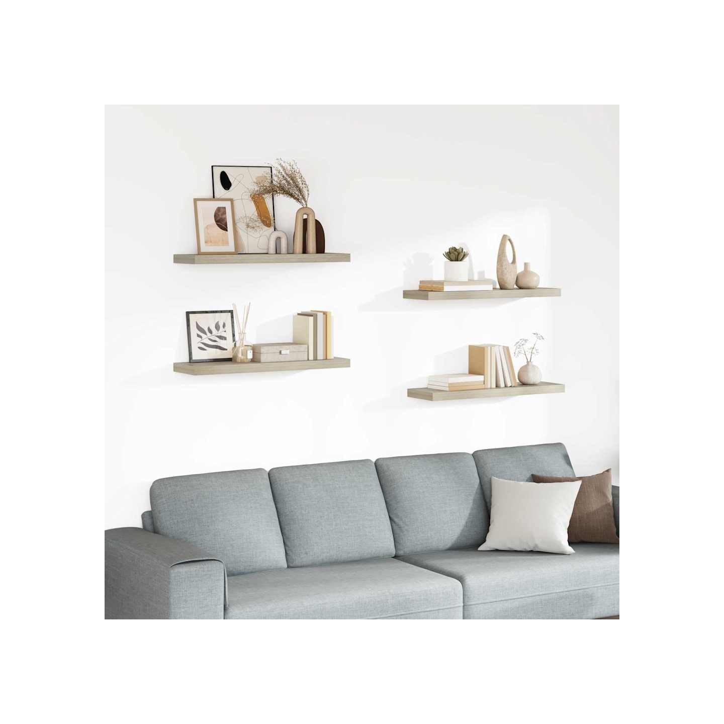 Étagères murales flottantes 4 pcs Chêne 80x23,5x3,8 cm MDF