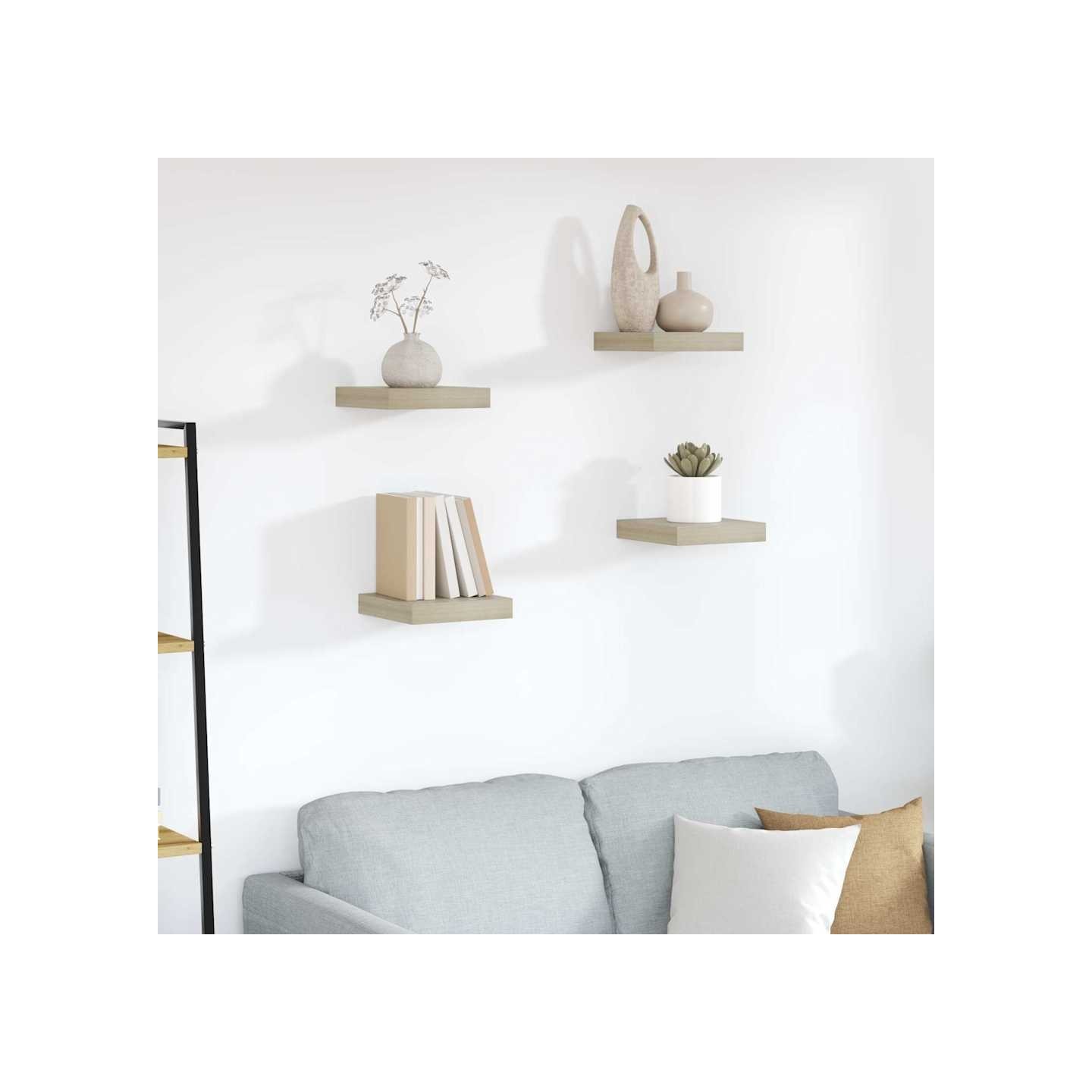 Étagères murales flottantes 4 pcs chêne 23x23,5x3,8 cm MDF