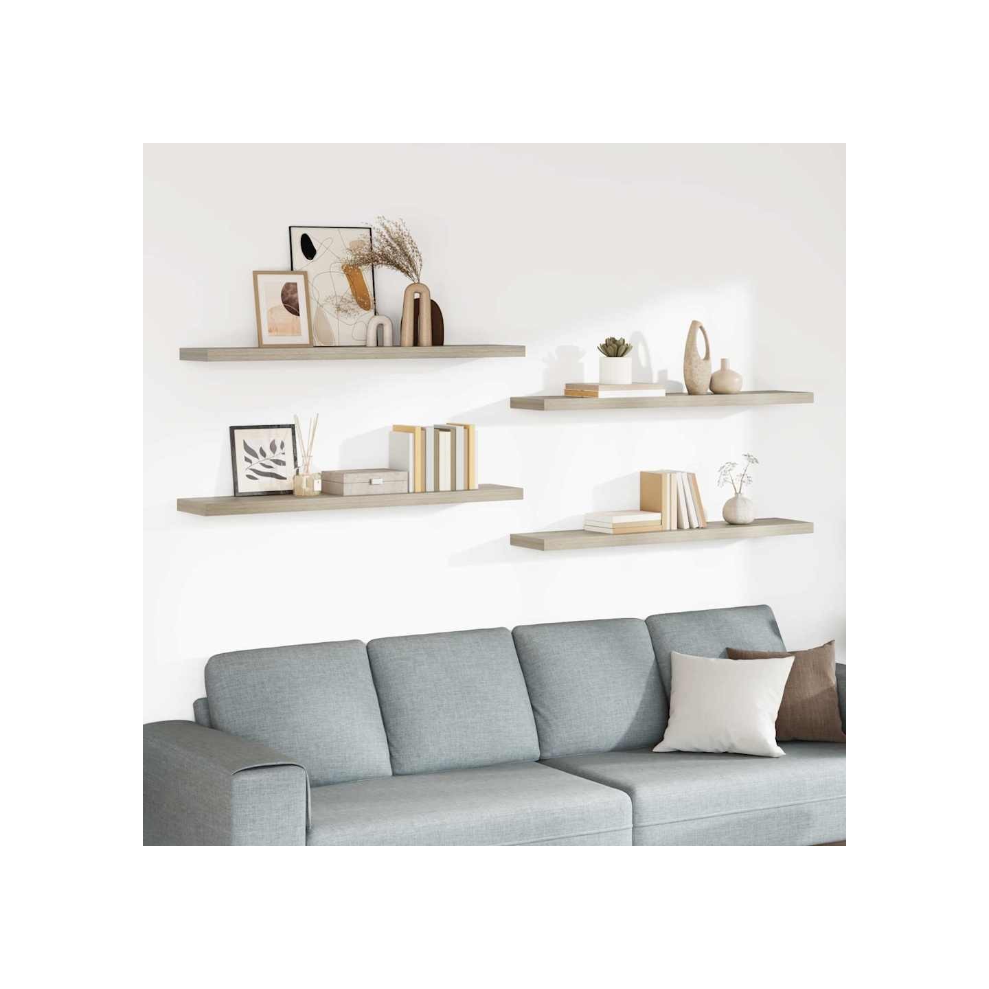 Étagères murales flottantes 4 pcs chêne 120x23,5x3,8 cm MDF