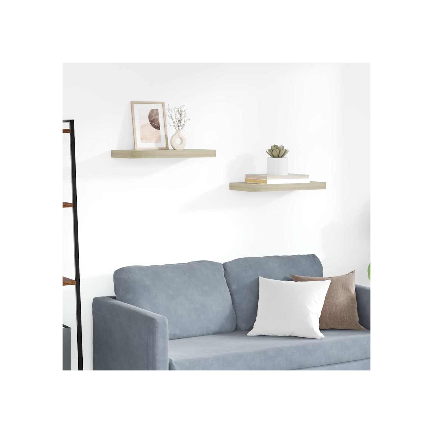 Étagères murales flottantes 2 pcs chêne 50x23,5x3,8 cm MDF