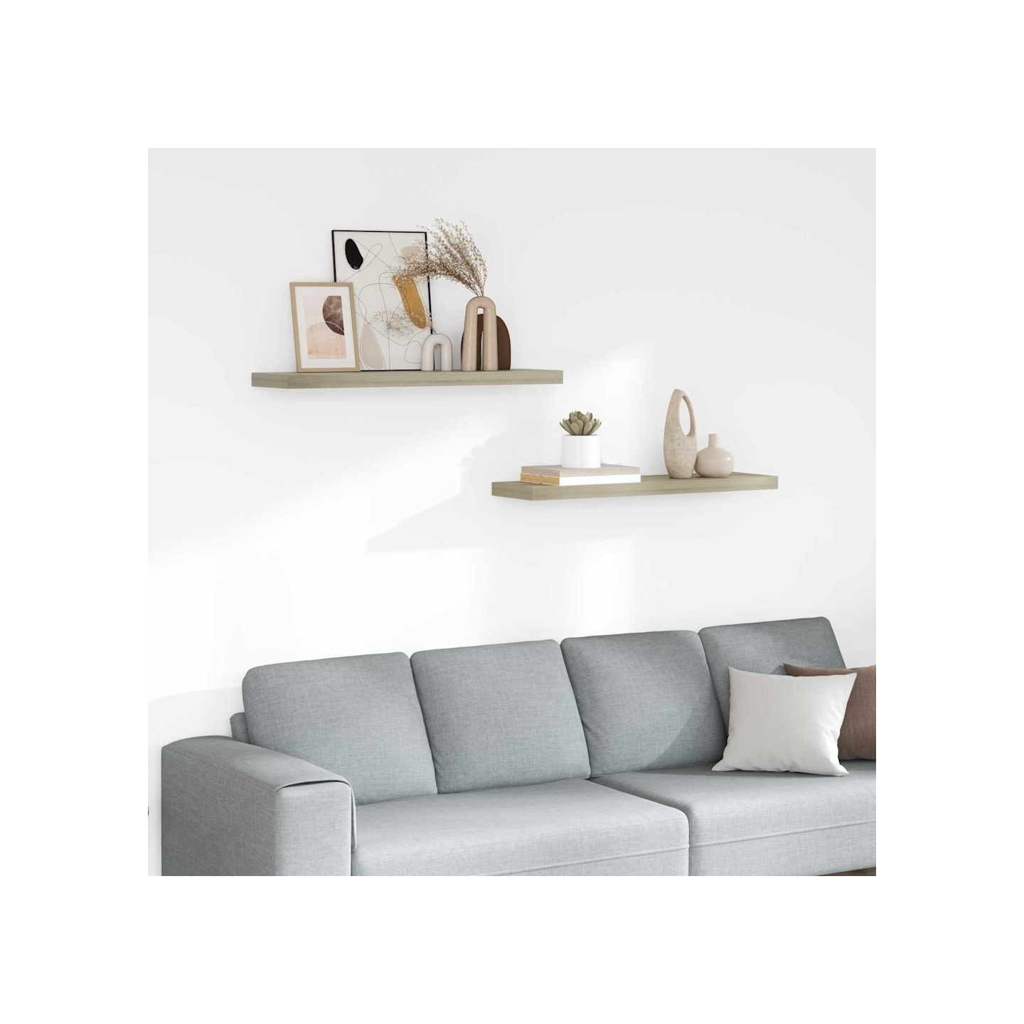 Étagères murales flottantes 2 pcs chêne 90x23,5x3,8 cm MDF