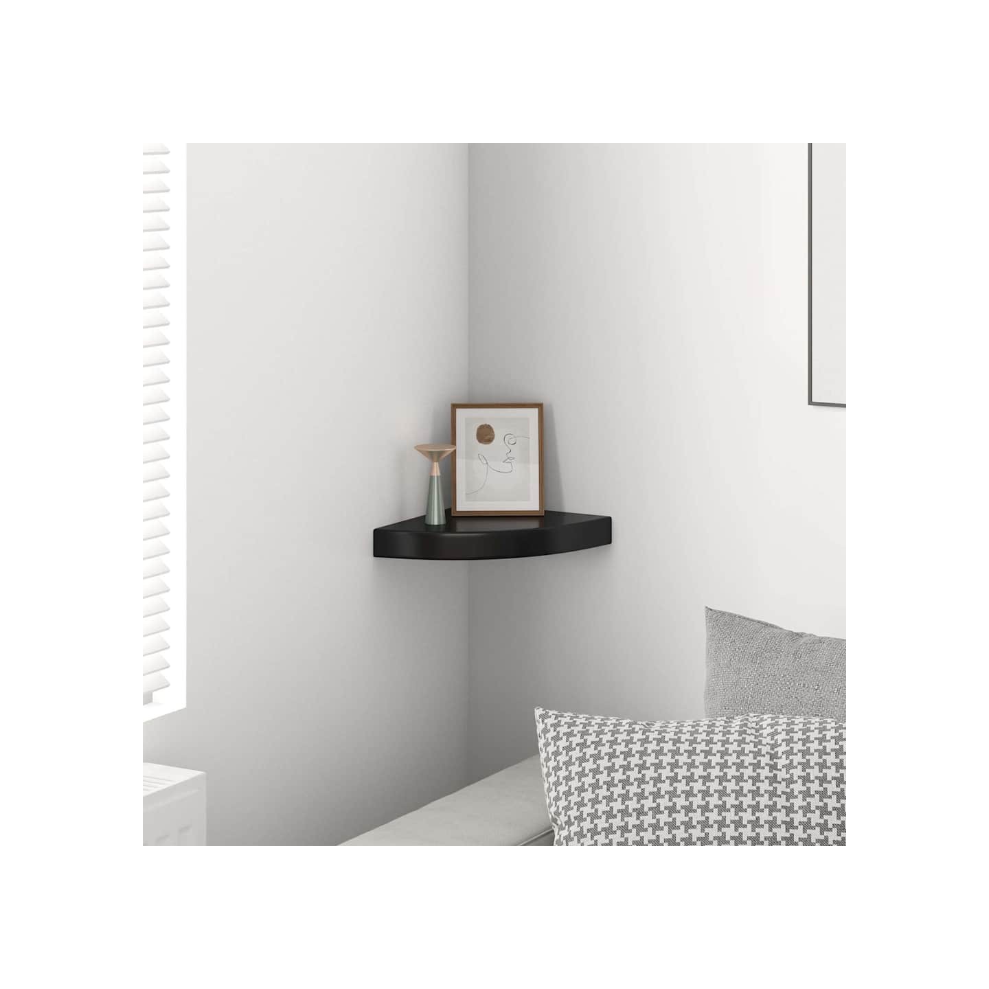 Étagère d'angle flottante Noir brillant 25x25x3,8 cm MDF