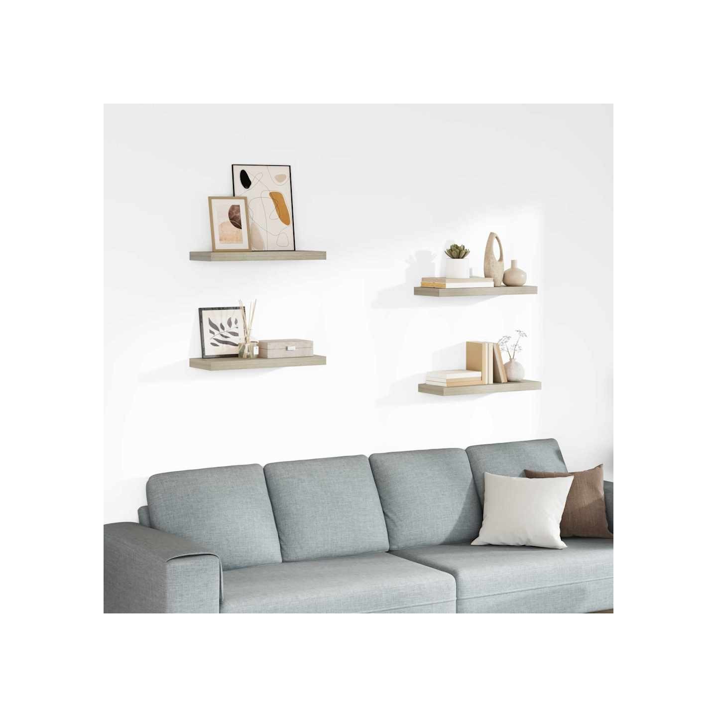 Étagères murales flottantes 4 pcs chêne 60x23,5x3,8 cm MDF