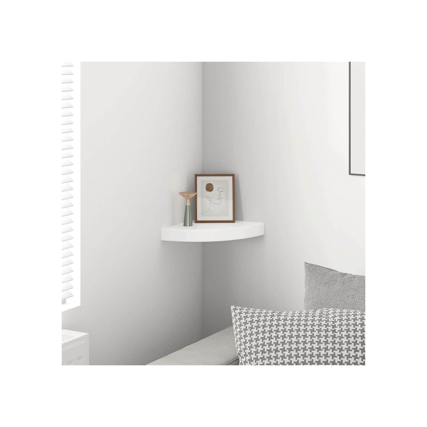 Étagère d'angle flottante Blanc brillant 25 x 25 x 3,8 cm MDF