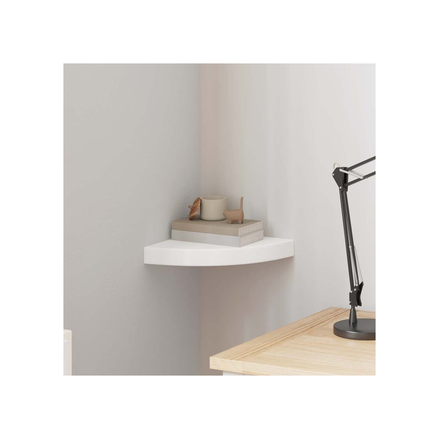 Étagère d'angle flottante blanc 25x25x3,8 cm MDF