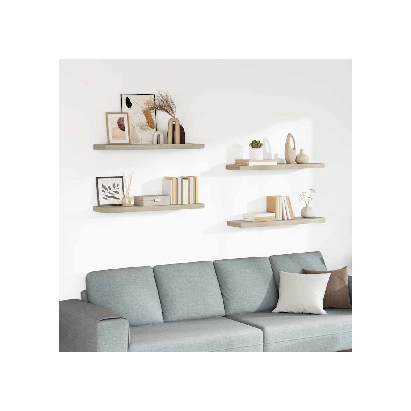 Étagères murales flottantes 4 pcs chêne 90x23,5x3,8 cm MDF