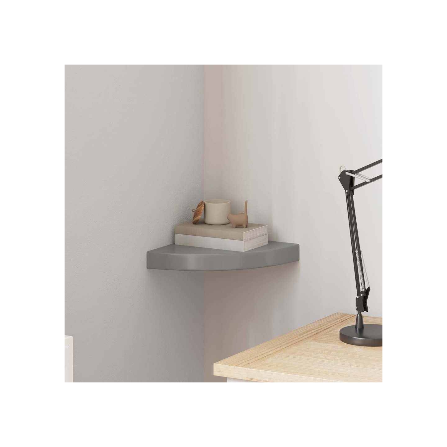 Étagère d'angle flottante Gris brillant 25x25x3,8 cm MDF