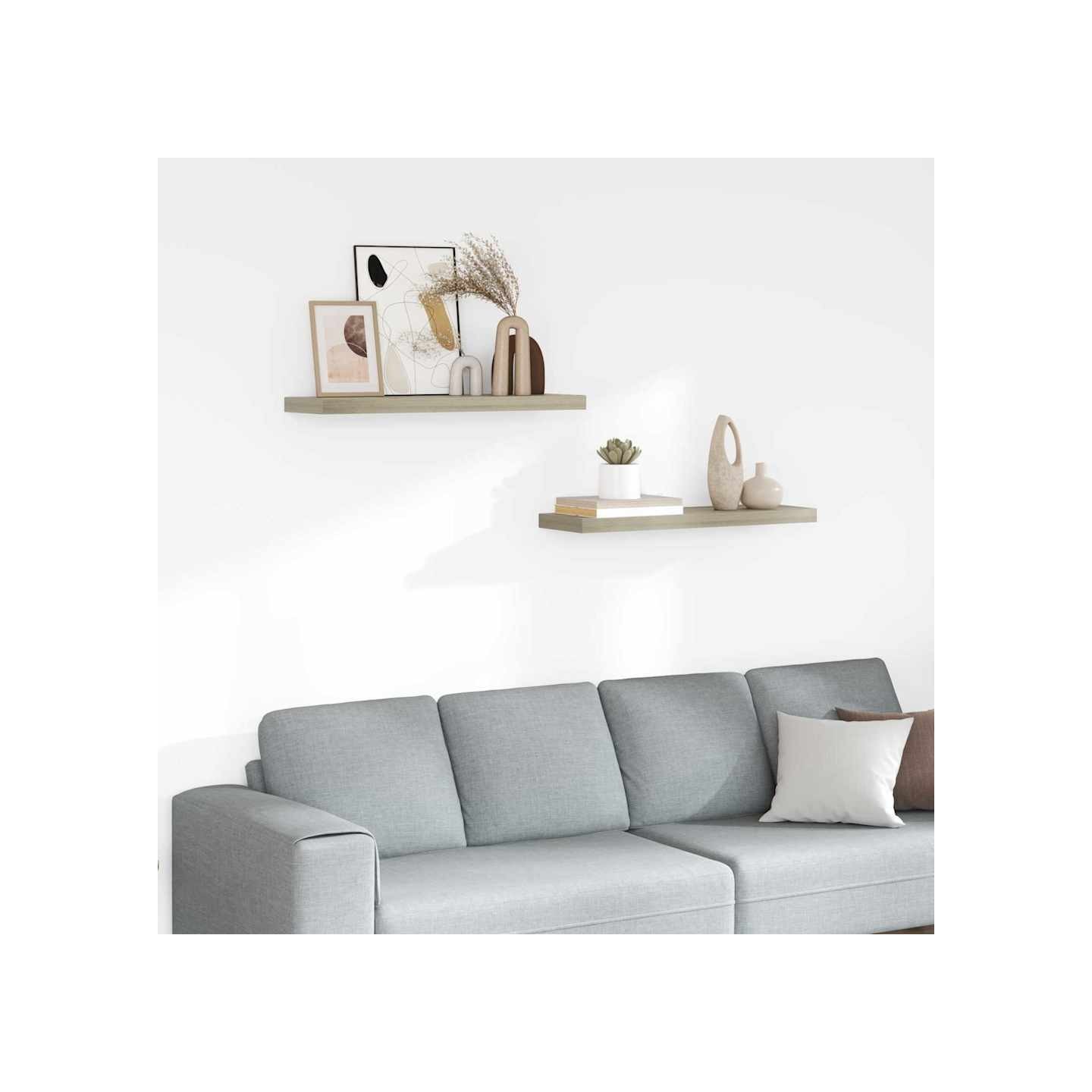 Étagères murales flottantes 2 pcs Chêne 80x23,5x3,8 cm MDF