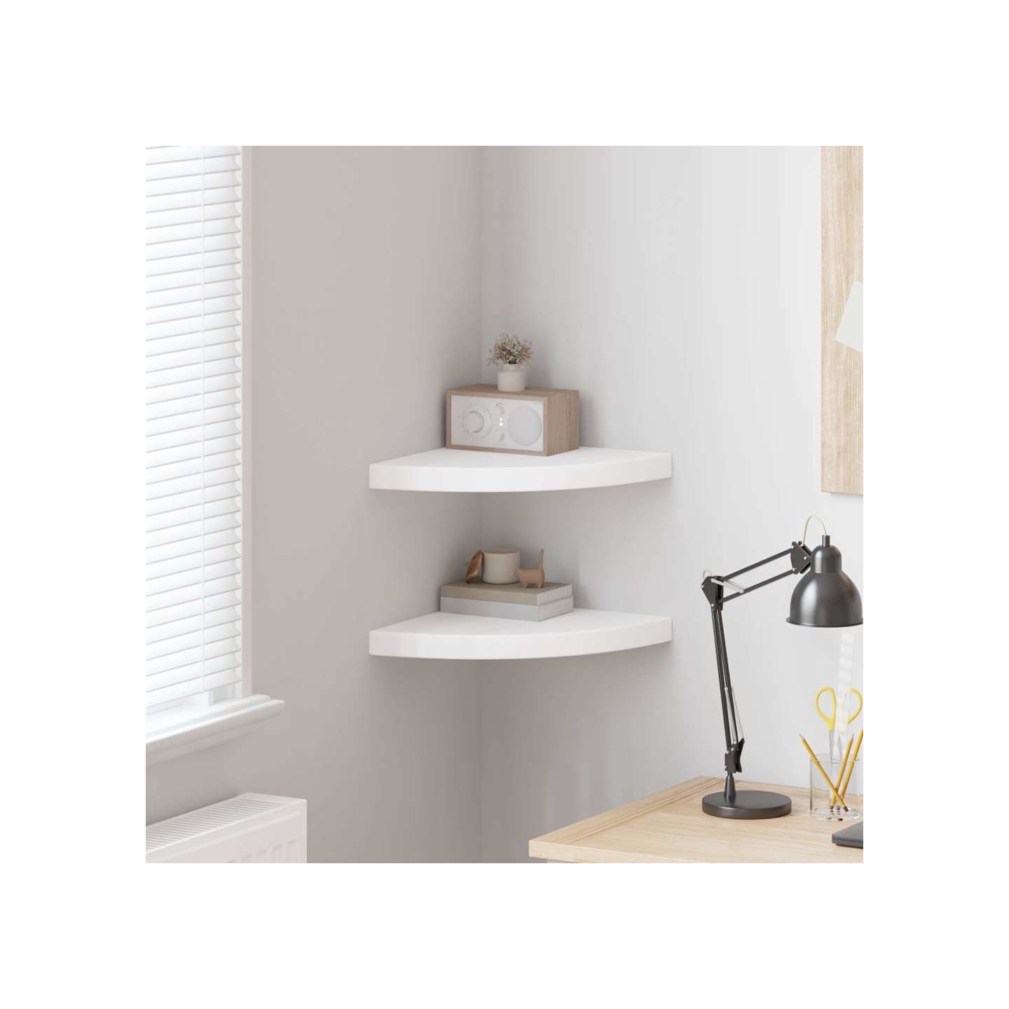 Étagères d'angle flottantes 2 pièces Blanc 35x35x3,8 cm MDF