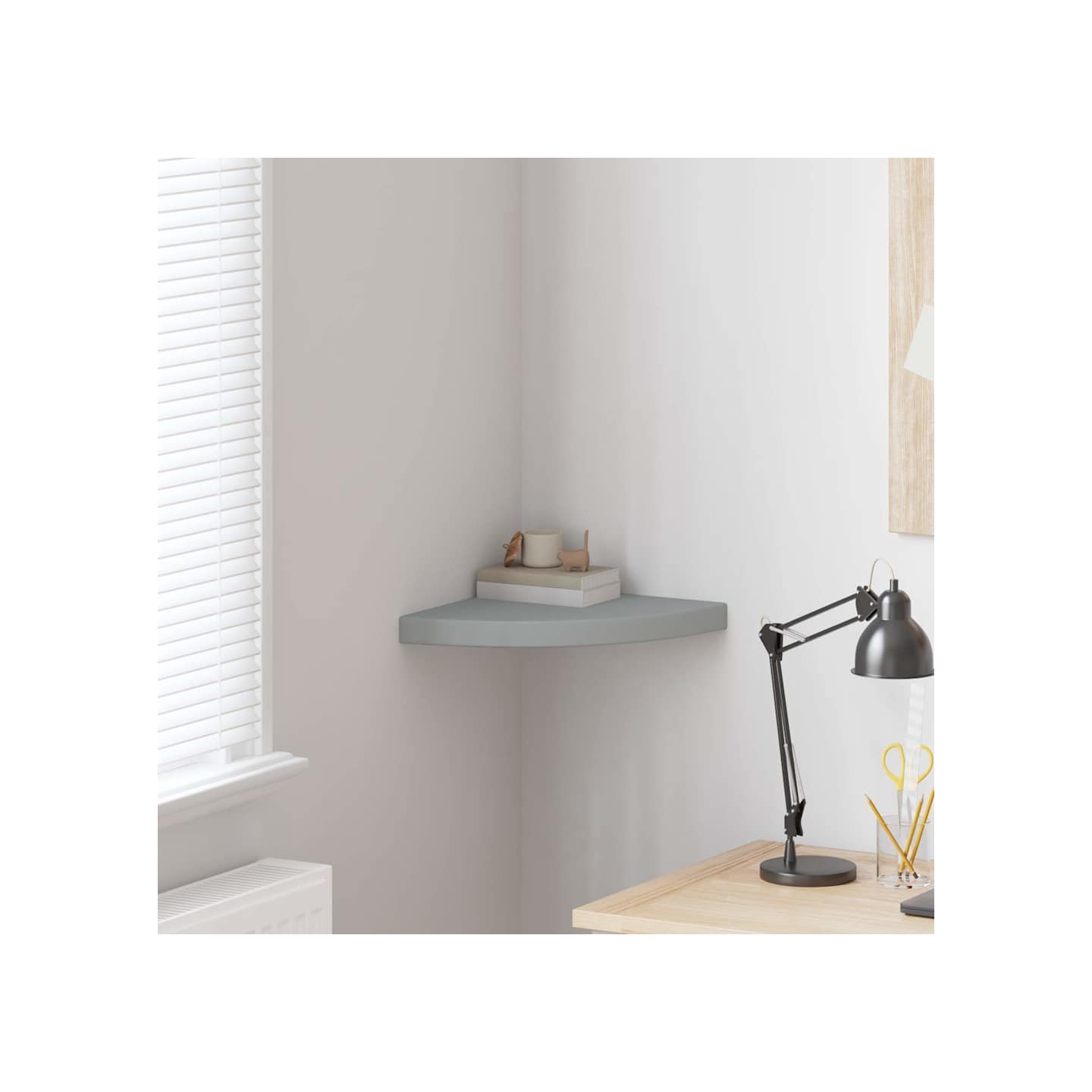 Étagère d'angle flottante gris 35x35x3,8 cm MDF