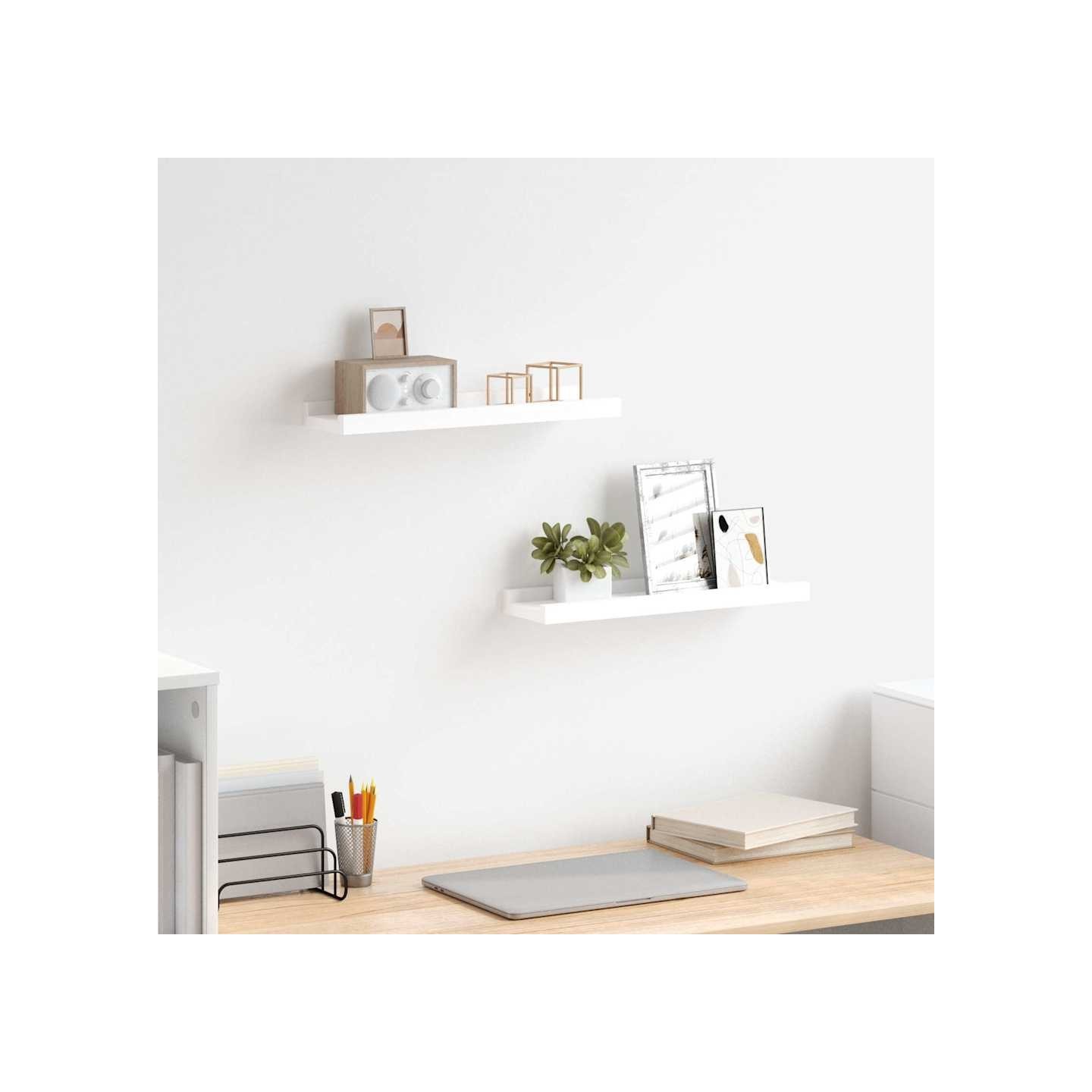 Étagères à rebord pour cadre photo 2 pcs Blanc 40x9x3 cm MDF
