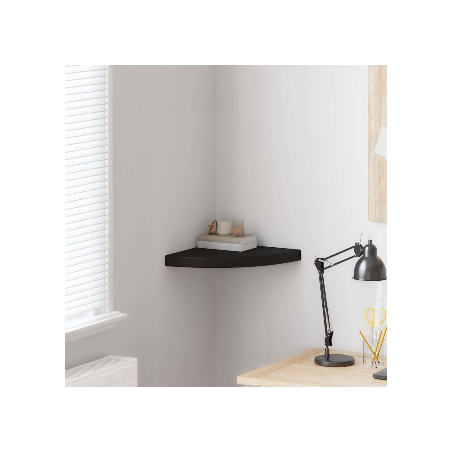 Étagère d'angle flottante noir 35x35x3,8 cm MDF