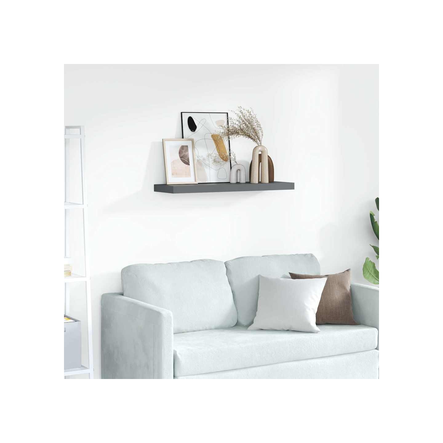 Étagères à rebord pour cadre photo 2 pcs Gris 80x9x3 cm MDF