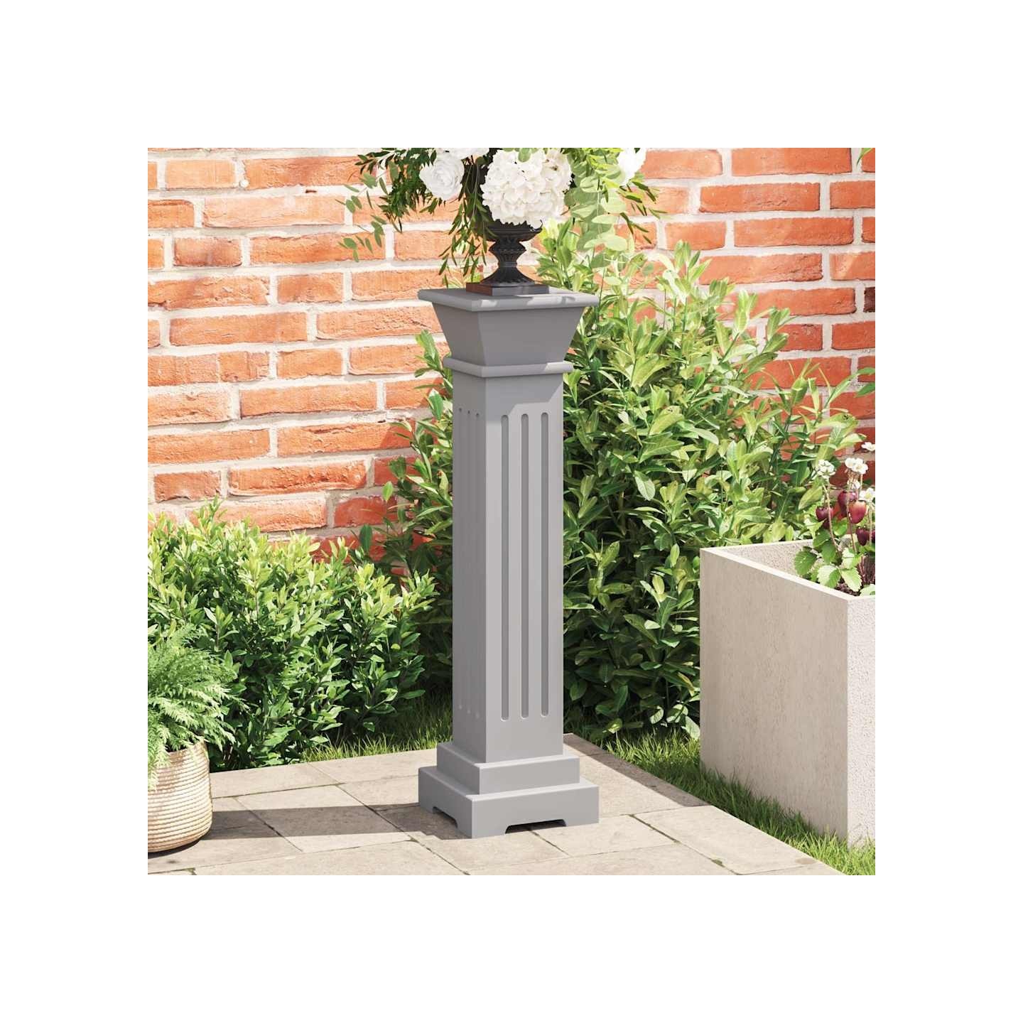 Support pilier classique carré pour plantes Gris 17x17x66cm MDF