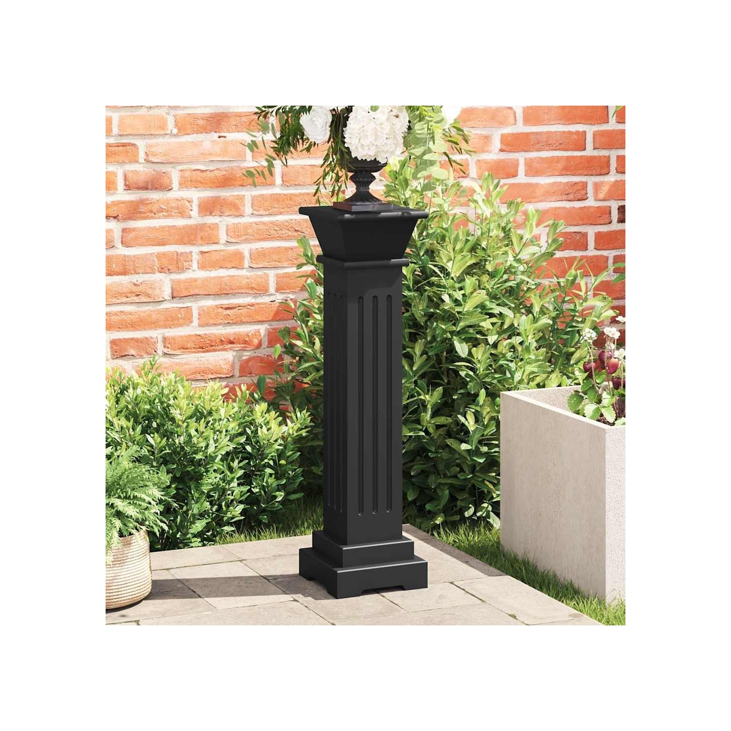 Support pilier classique carré pour plantes Noir 17x17x66cm MDF