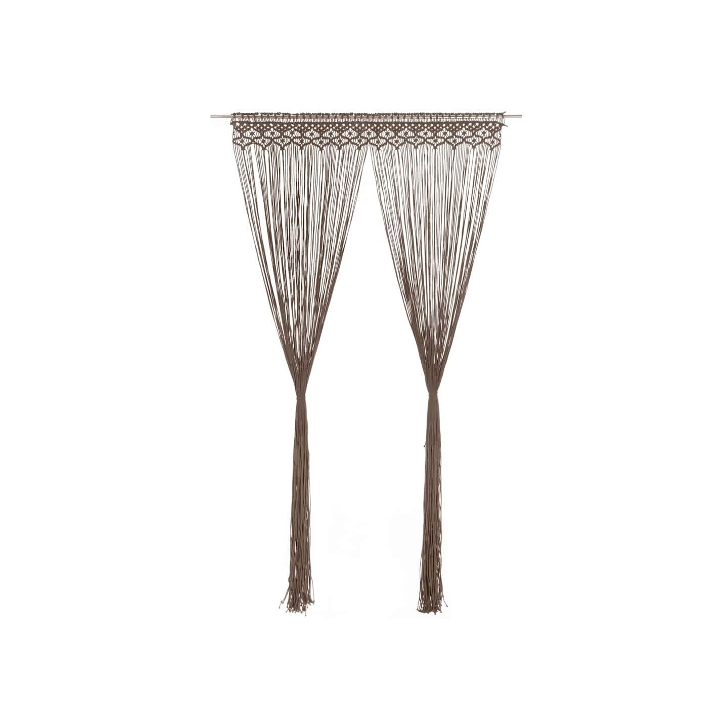 Rideau en macramé Taupe 140x240 cm Coton