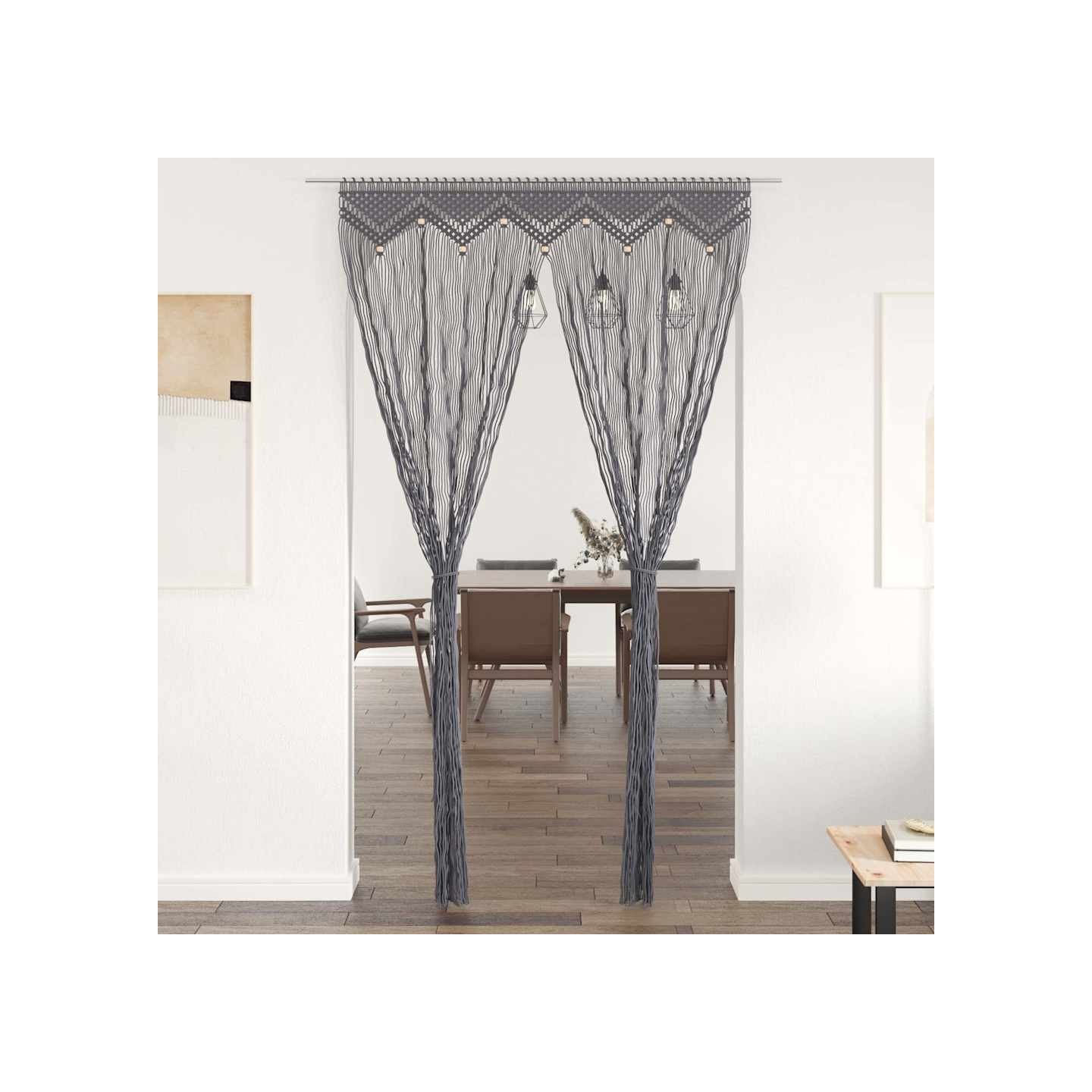 Rideau en macramé Anthracite 140x240 cm Coton