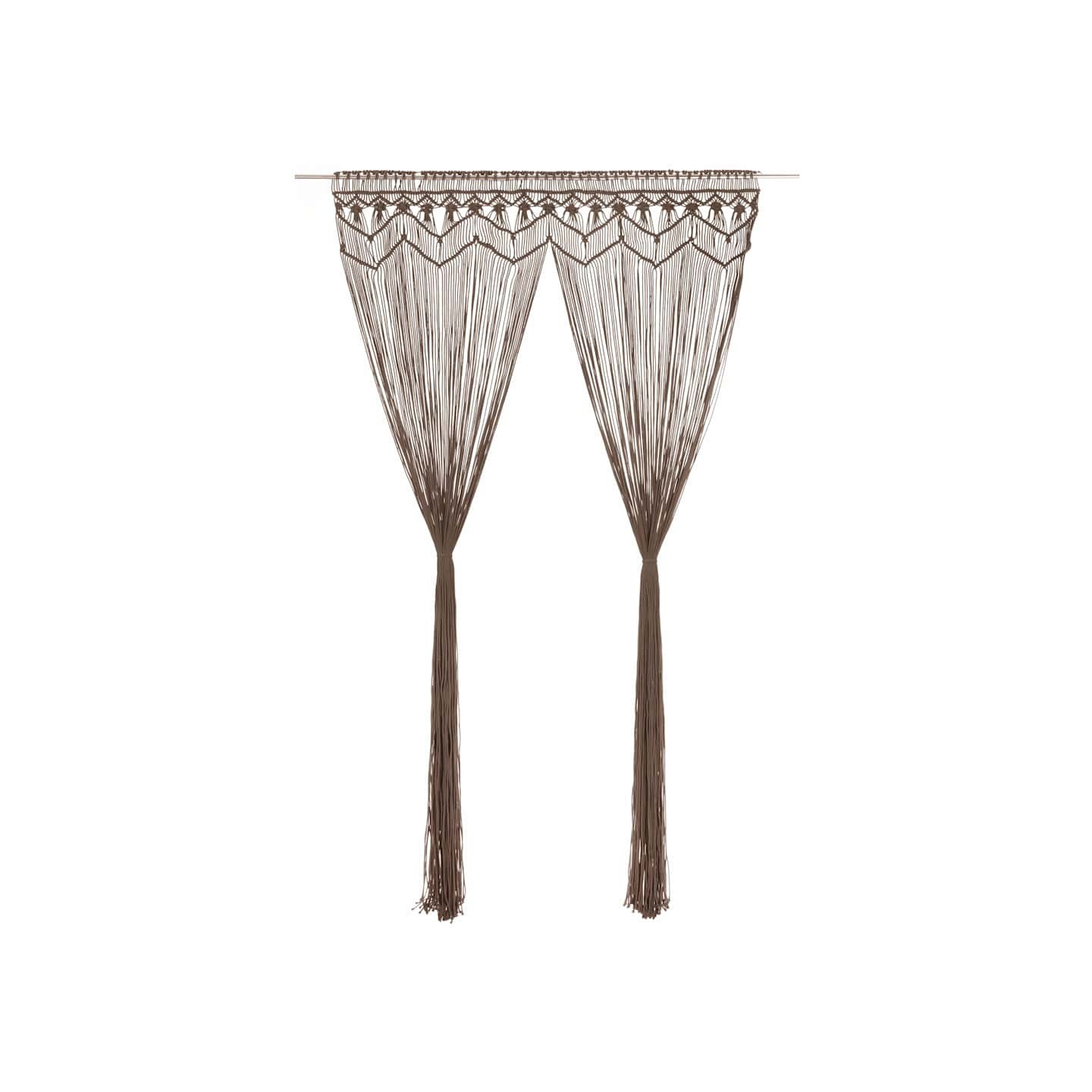 Rideau en macramé Taupe 140x240 cm Coton