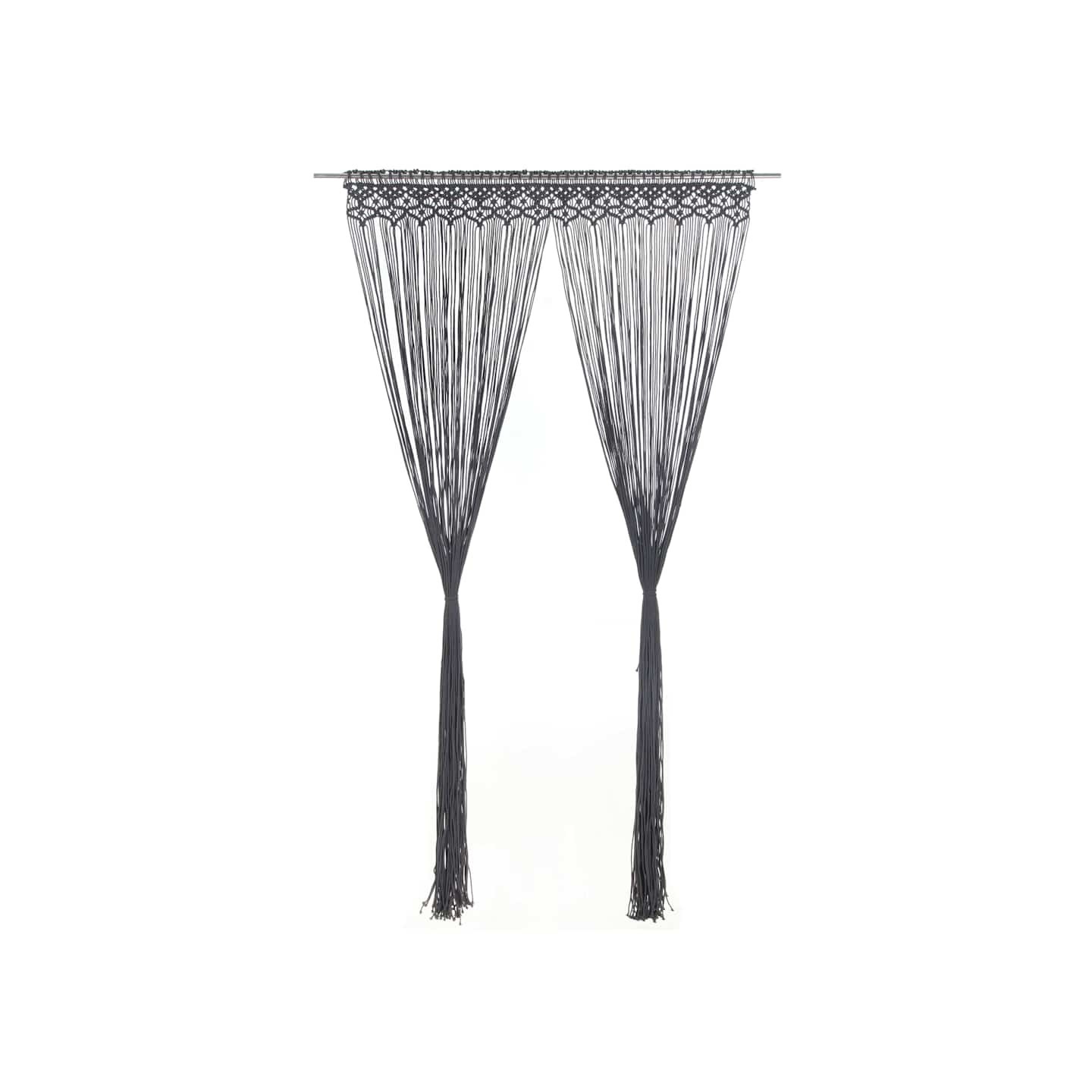 Rideau en macramé Anthracite 140x240 cm Coton