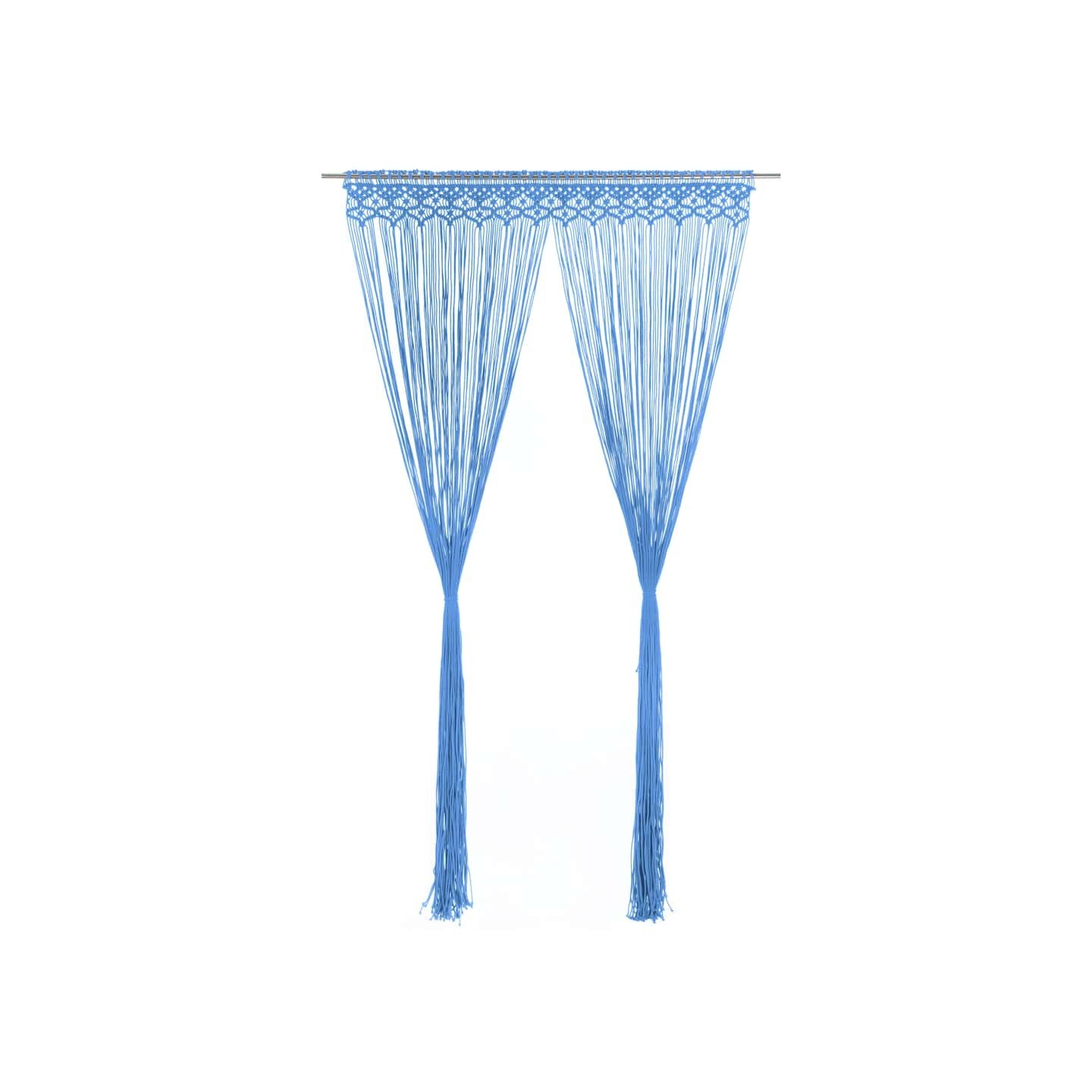 Rideau en macramé Bleu 140x240 cm Coton