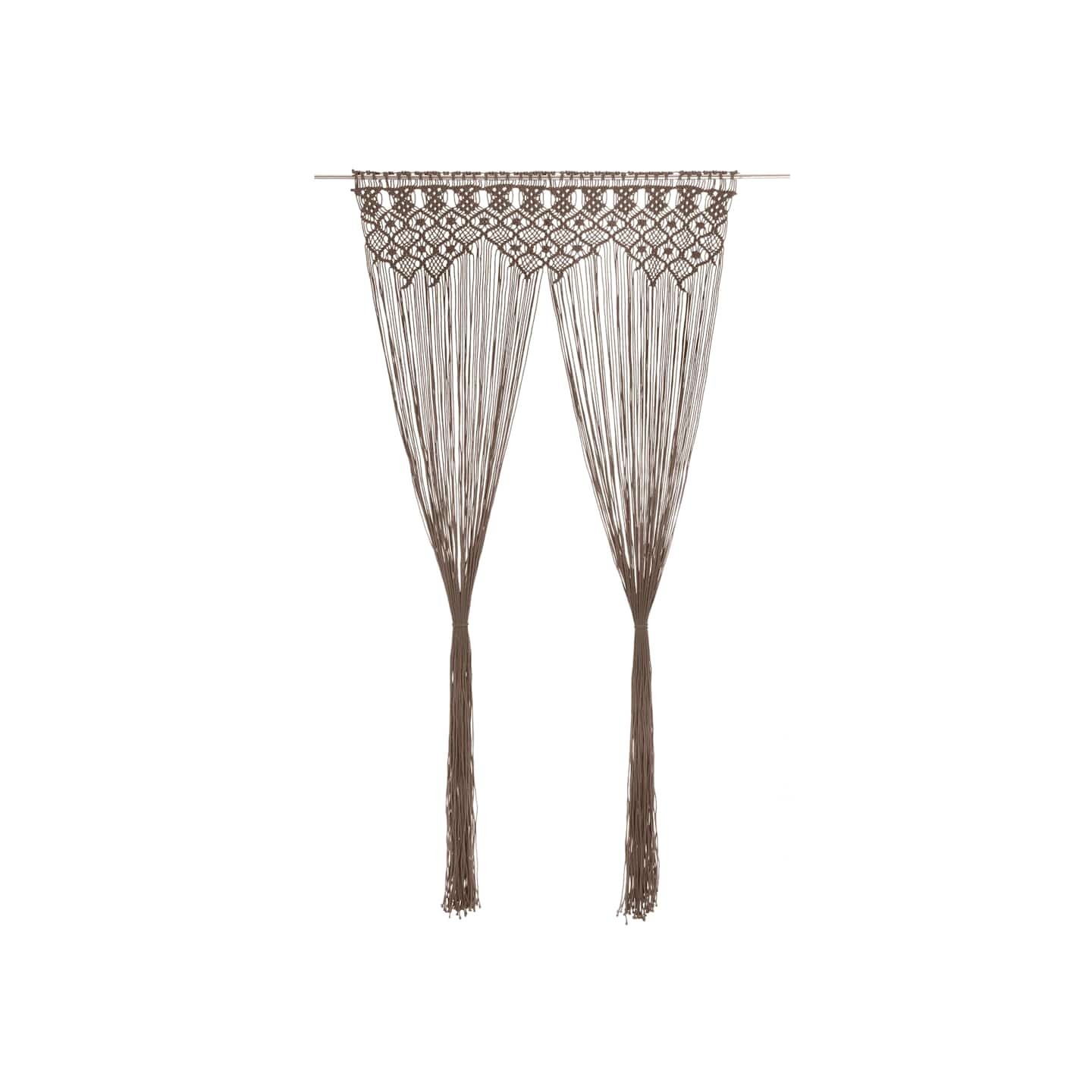 Rideau en macramé Taupe 140x240 cm Coton