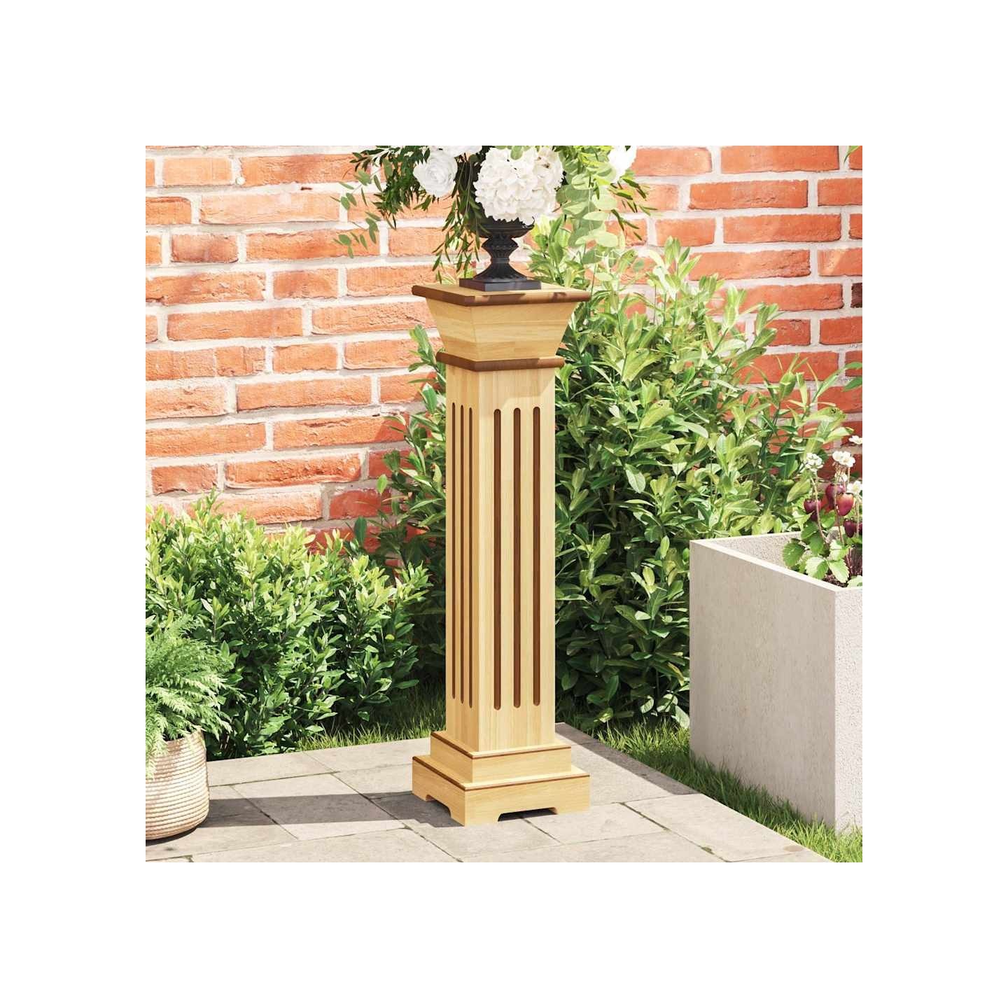 Support pilier carré à plantes Bois clair 17x17x66 cm MDF
