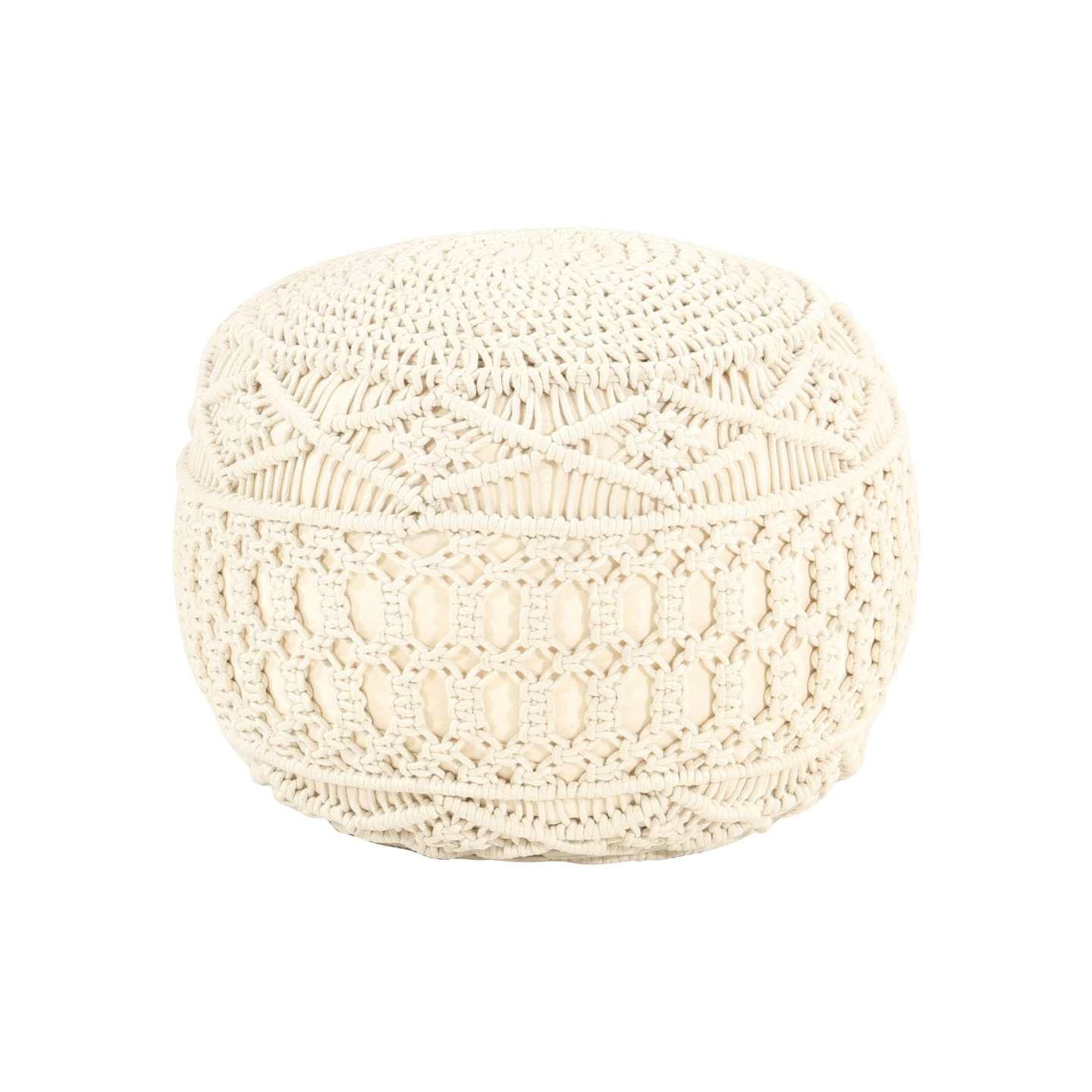 Pouf fait à la main en macramé 45x30 cm Coton