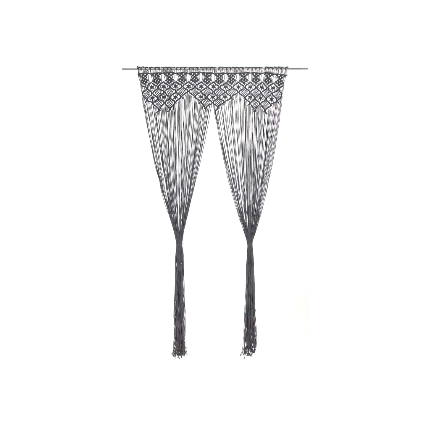 Rideau en macramé Anthracite 140x240 cm Coton