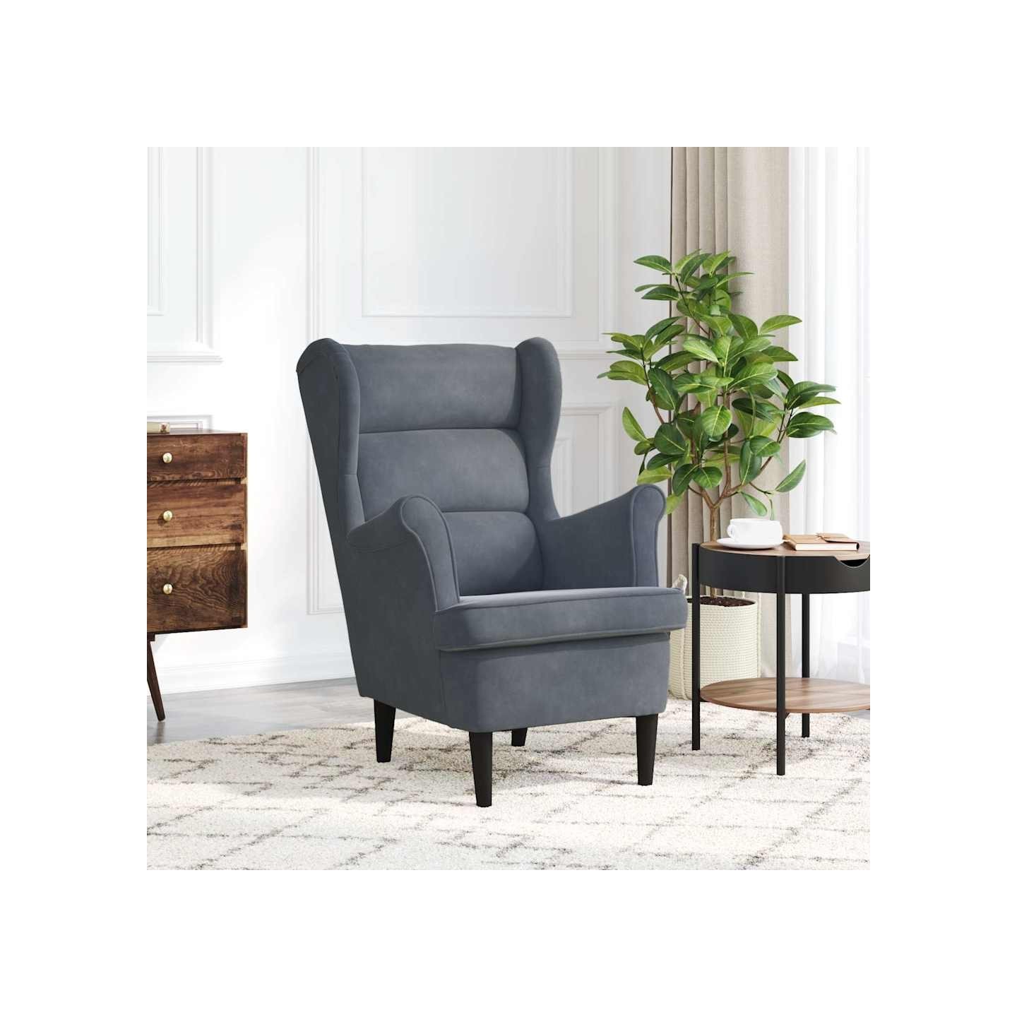 Fauteuil gris foncé velours