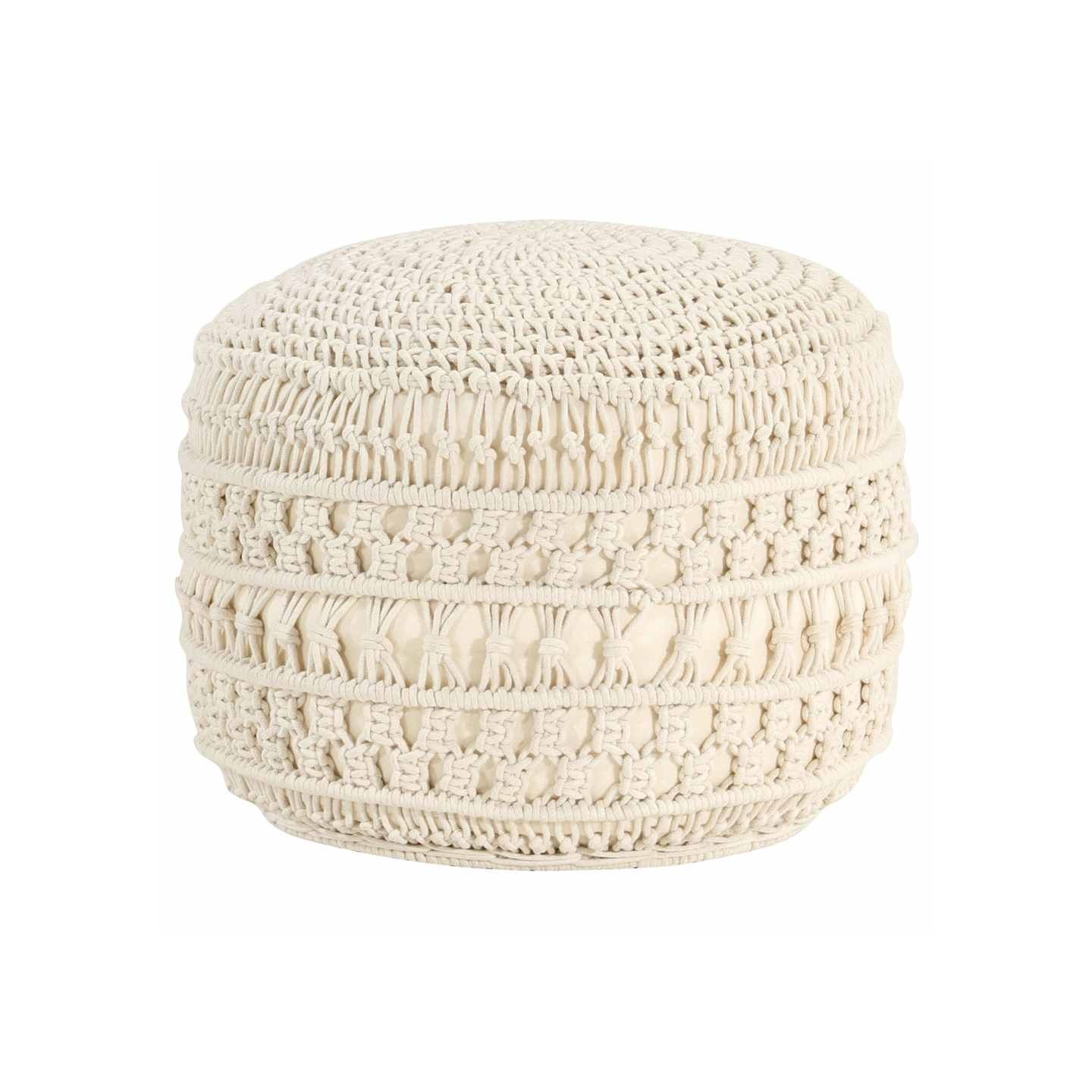 Pouf fait à la main en macramé 45x30 cm Coton