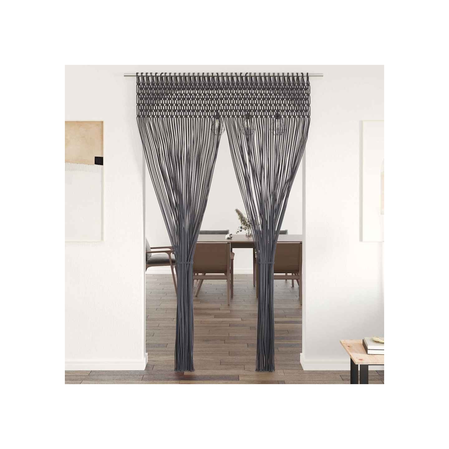 Rideau en macramé Anthracite 140x240 cm Coton