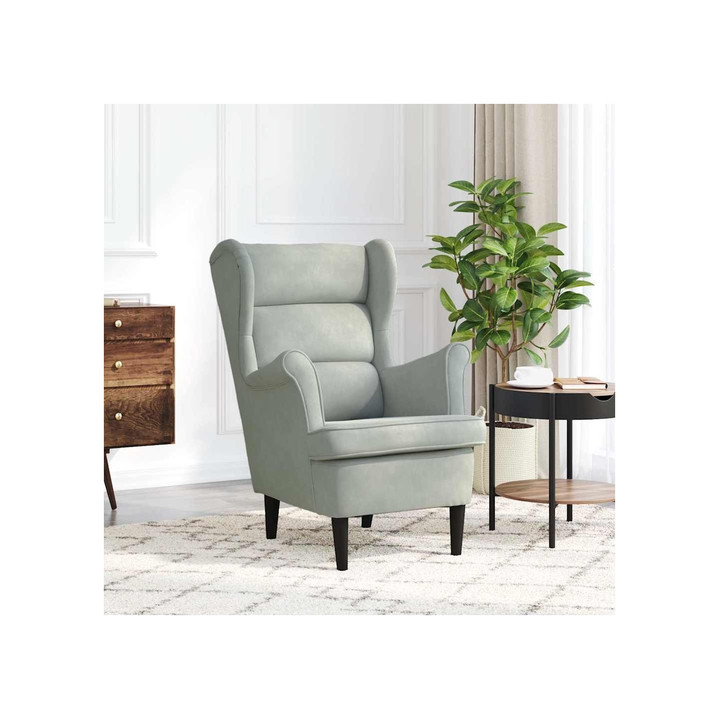 Fauteuil gris clair velours