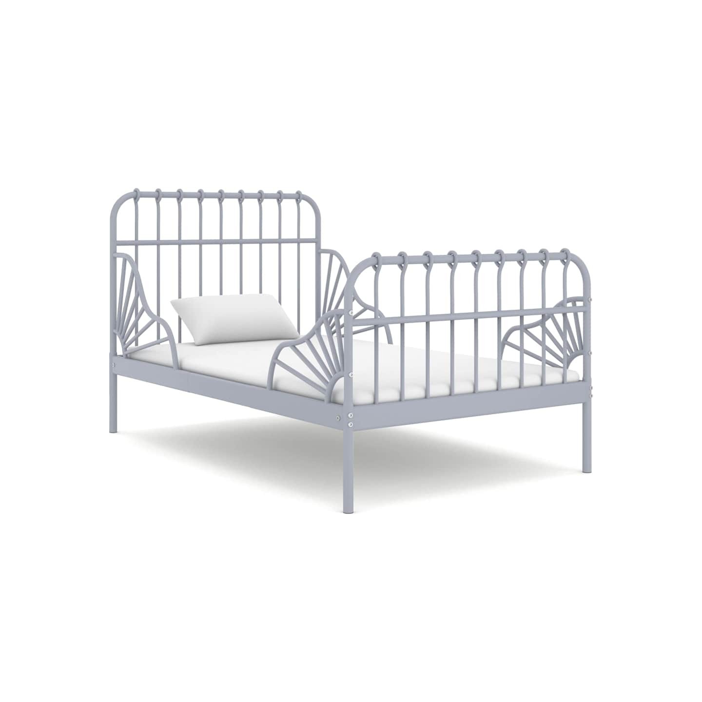Cadre de lit extensible Gris Métal 80x130/200 cm