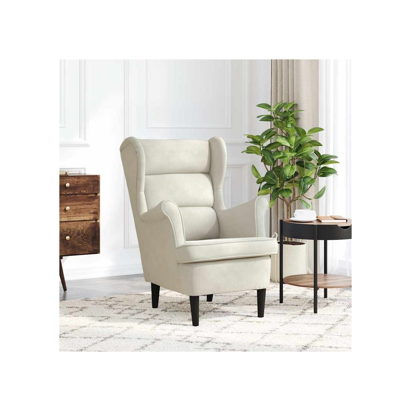Fauteuil blanc crème velours